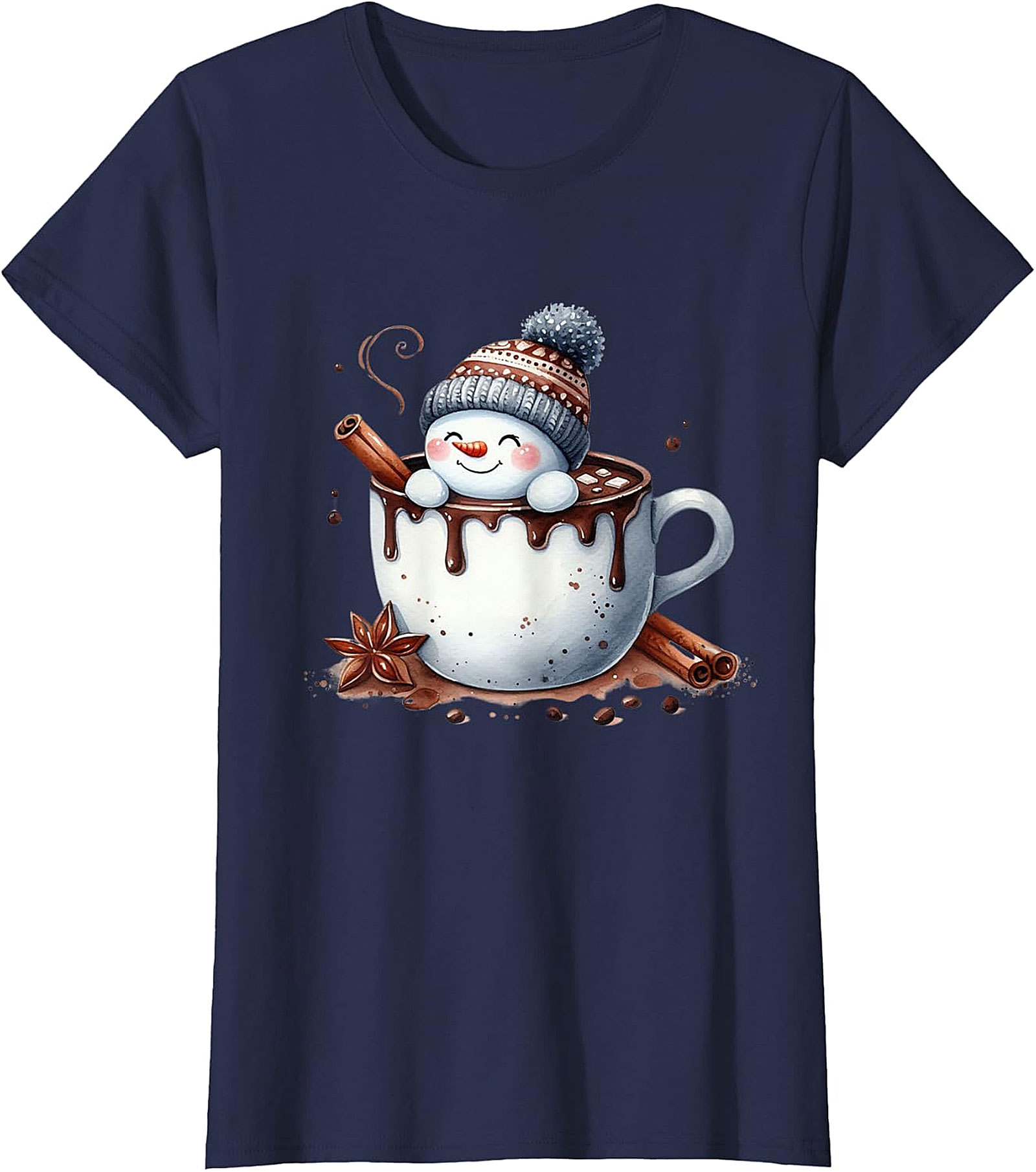 Cute Snowman Hot Chocolate Holiday Graphic | Cozy Winter Design