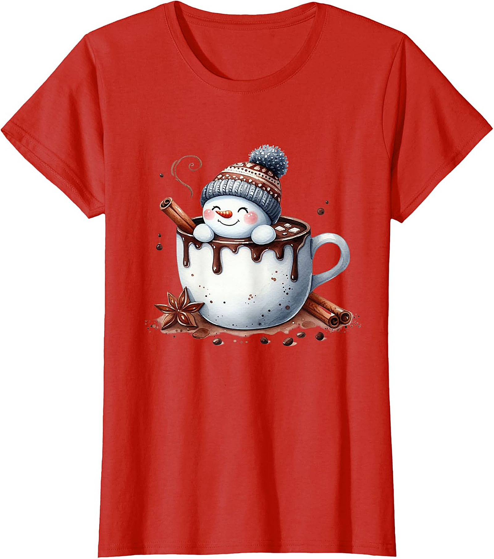 Cute Snowman Hot Chocolate Holiday Graphic | Cozy Winter Design
