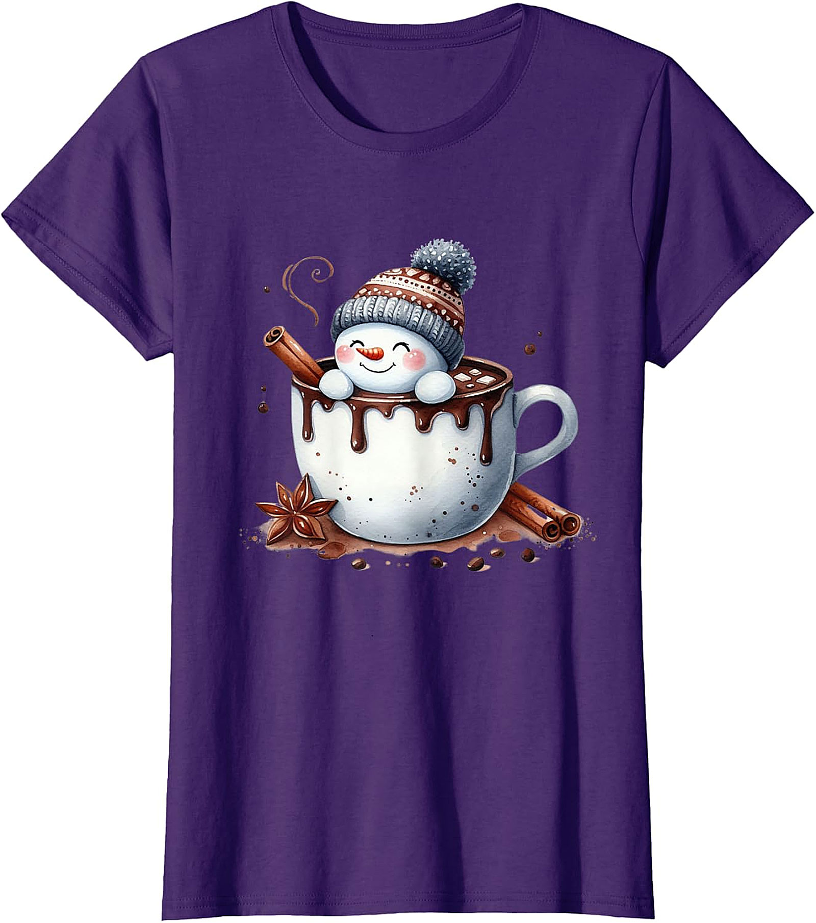 Cute Snowman Hot Chocolate Holiday Graphic | Cozy Winter Design