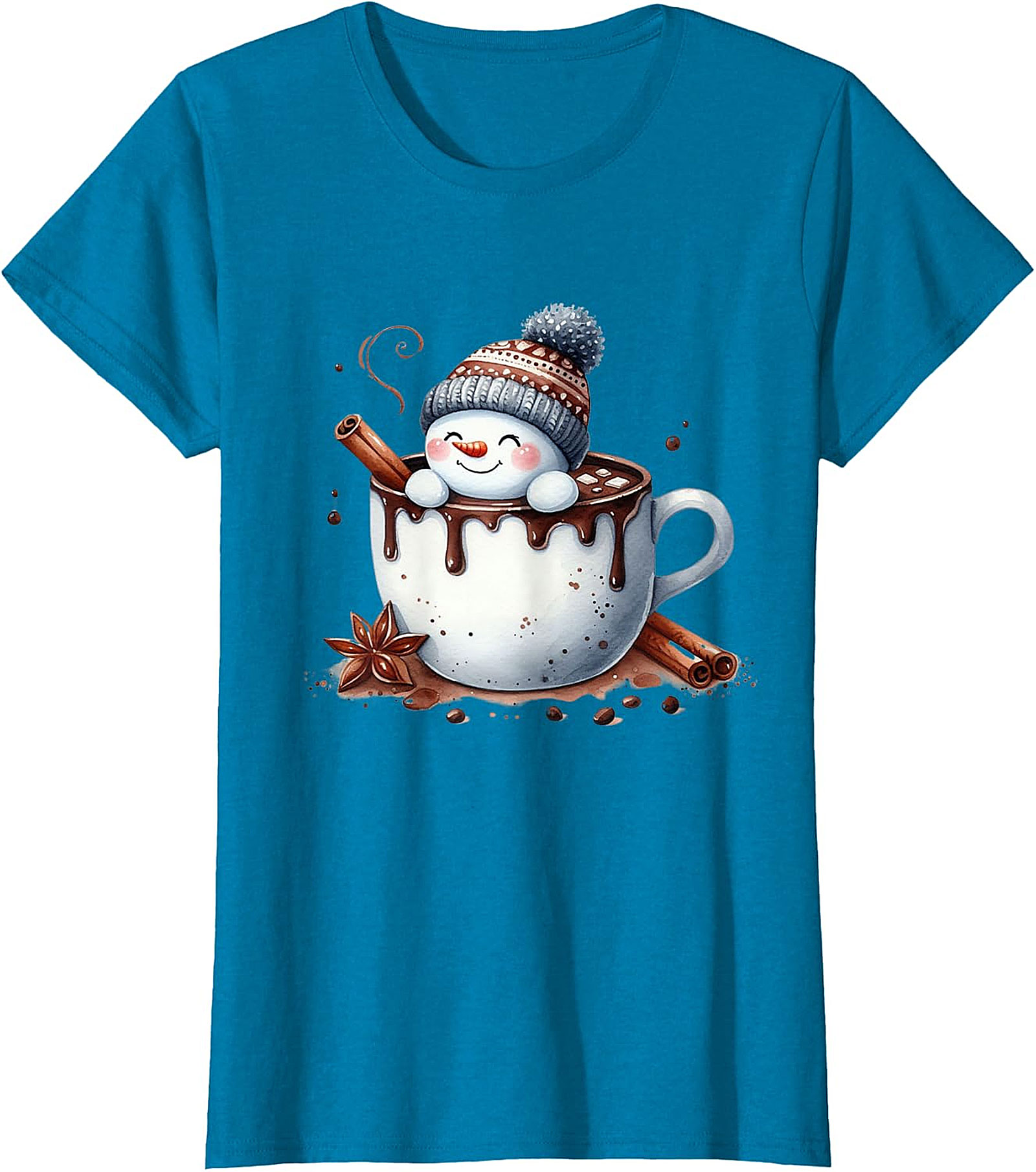 Cute Snowman Hot Chocolate Holiday Graphic | Cozy Winter Design