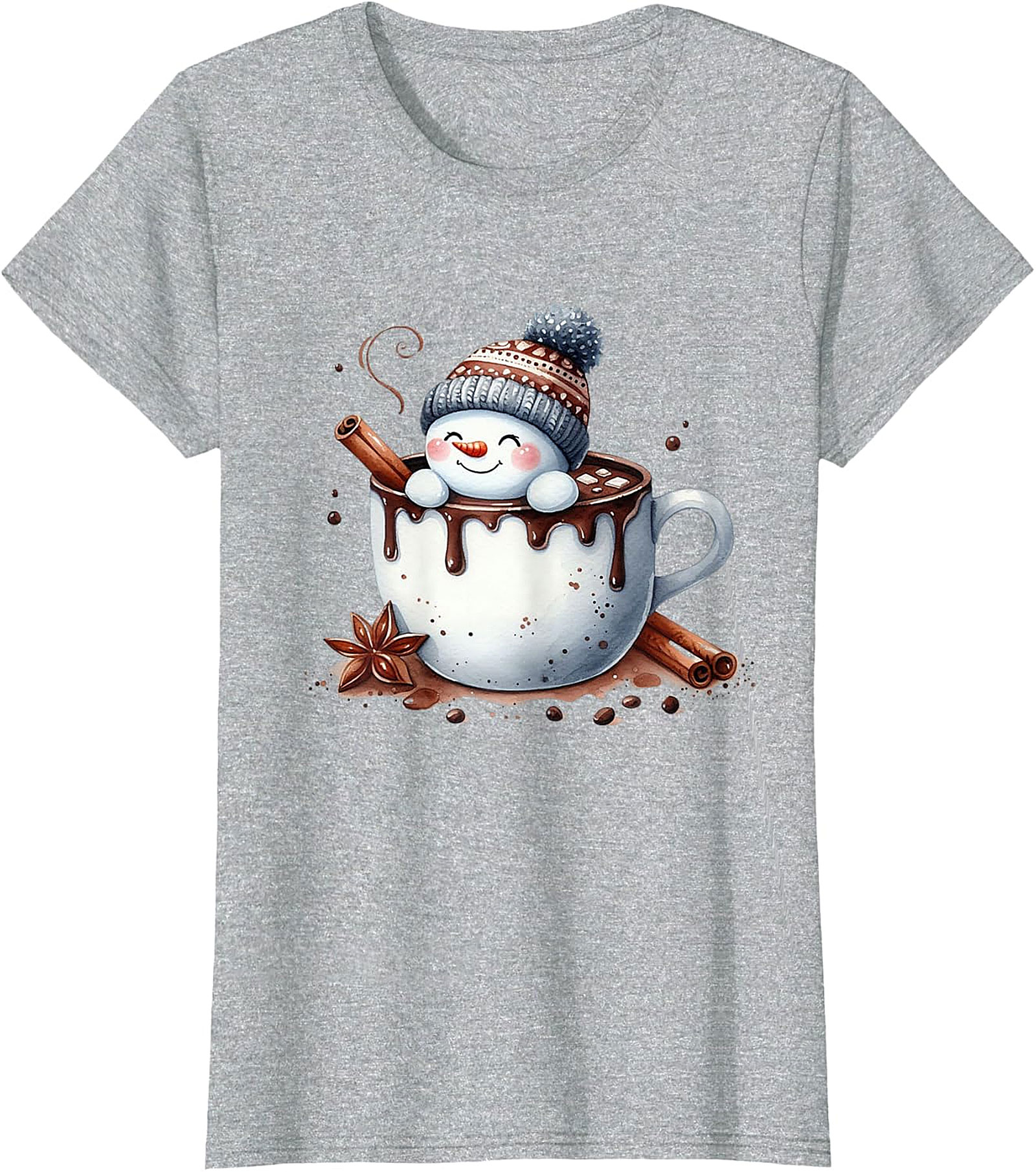 Cute Snowman Hot Chocolate Holiday Graphic | Cozy Winter Design