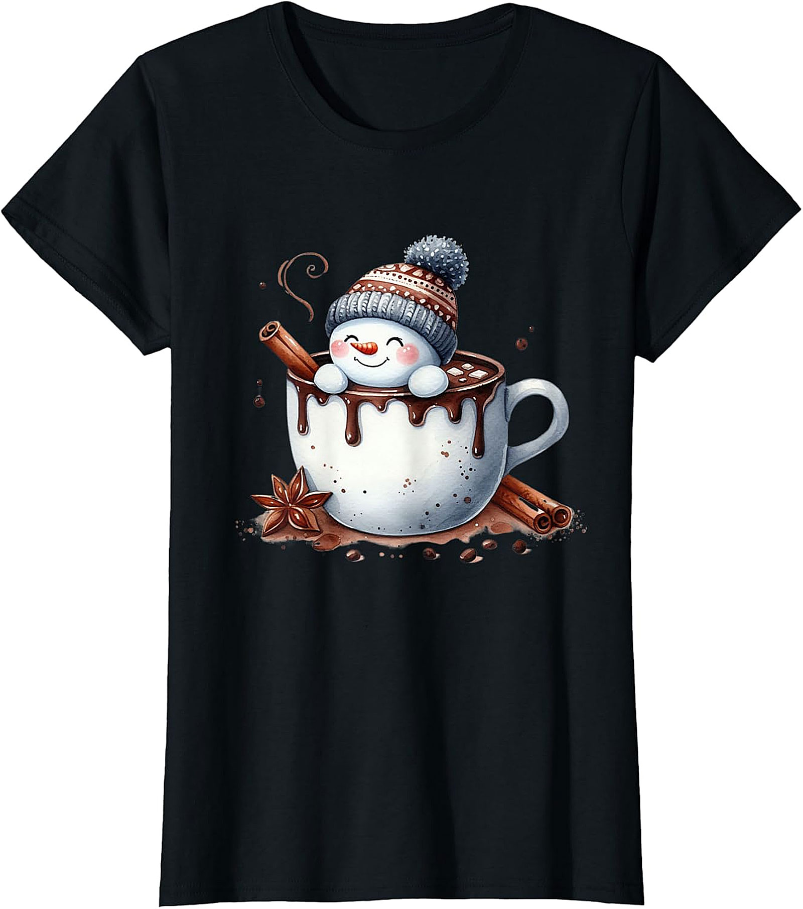 Cute Snowman Hot Chocolate Holiday Graphic | Cozy Winter Design