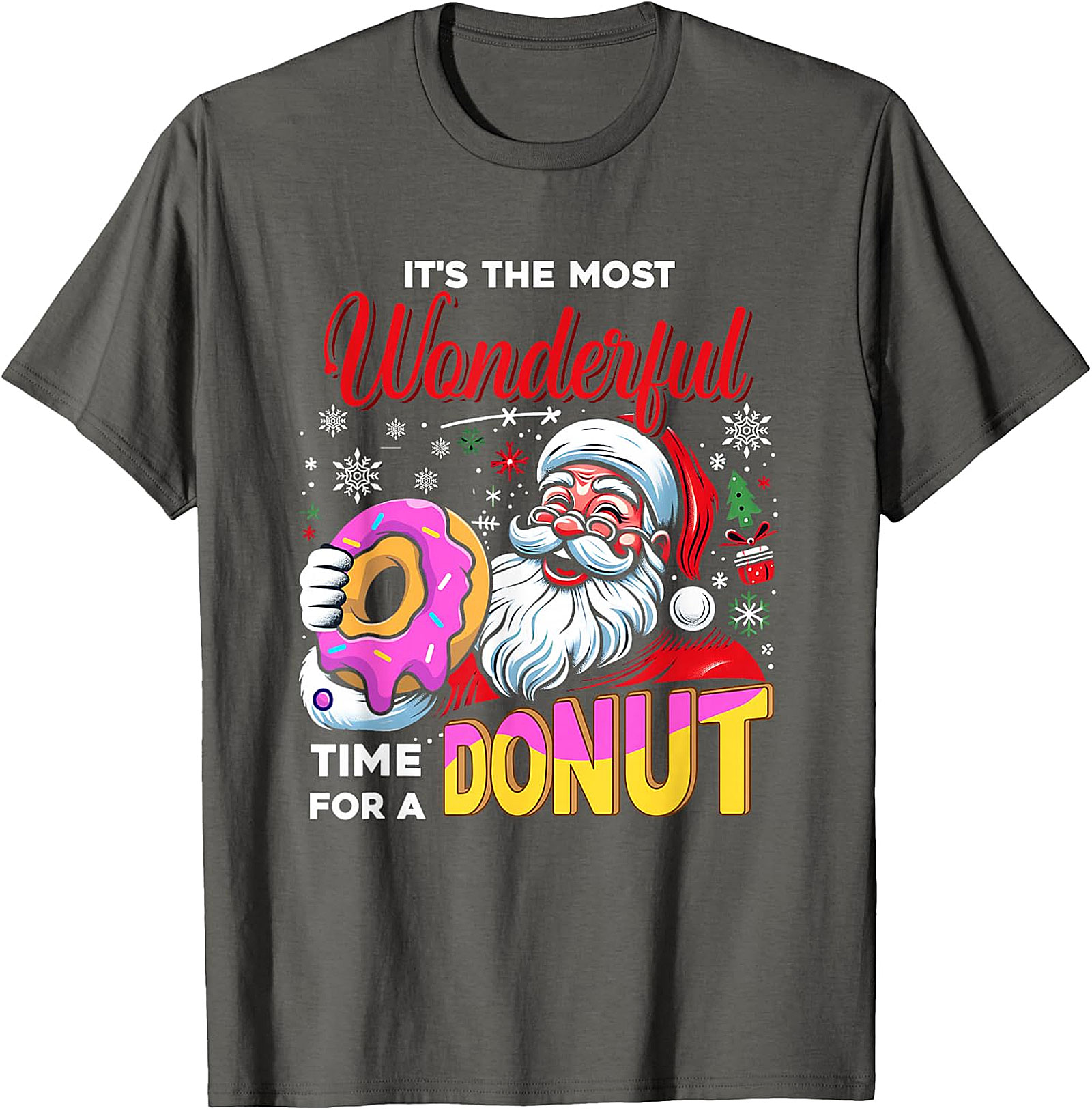 Santa Donut Christmas T-Shirt | Wonderful Time For A Donut