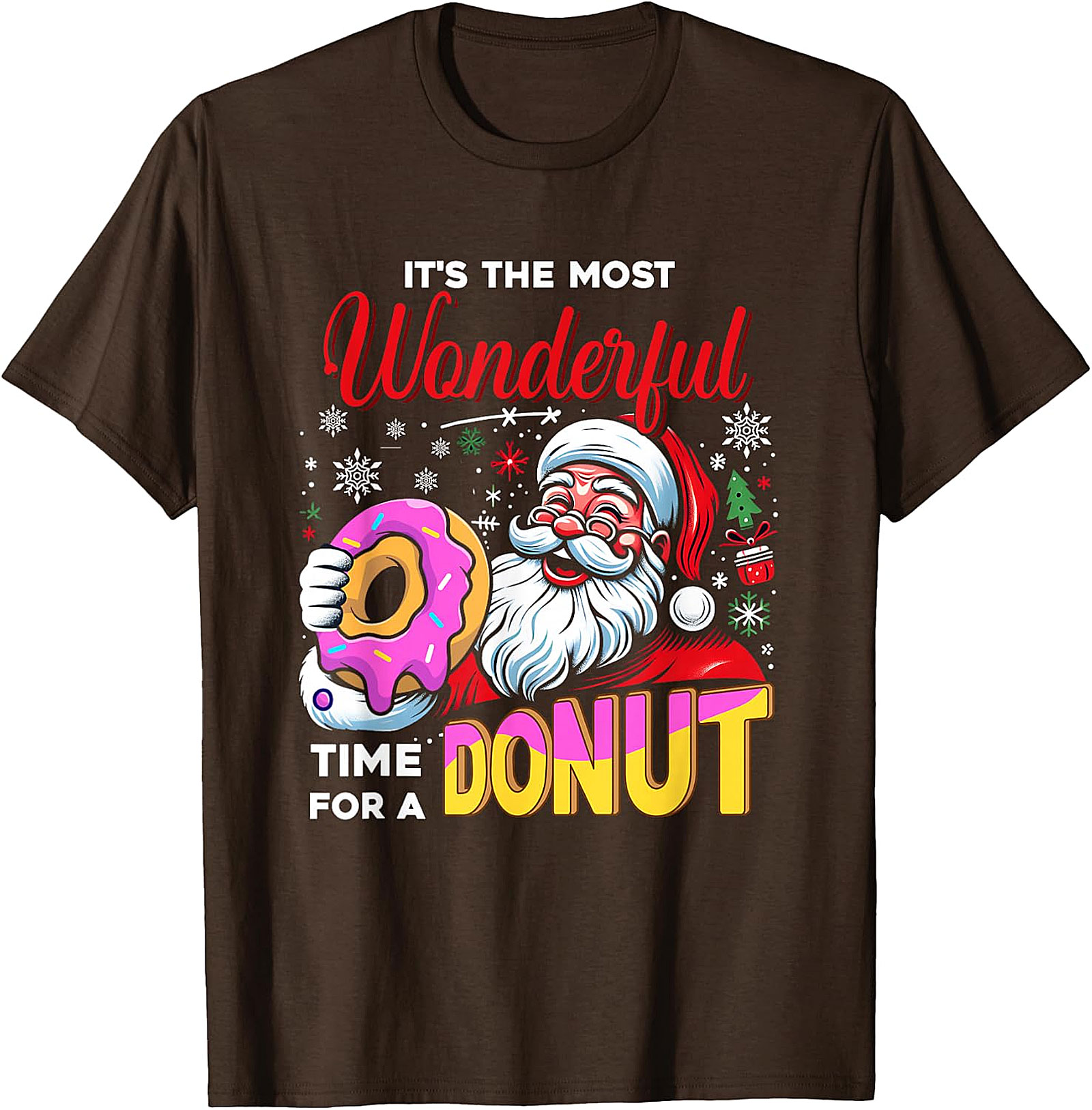 Santa Donut Christmas T-Shirt | Wonderful Time For A Donut