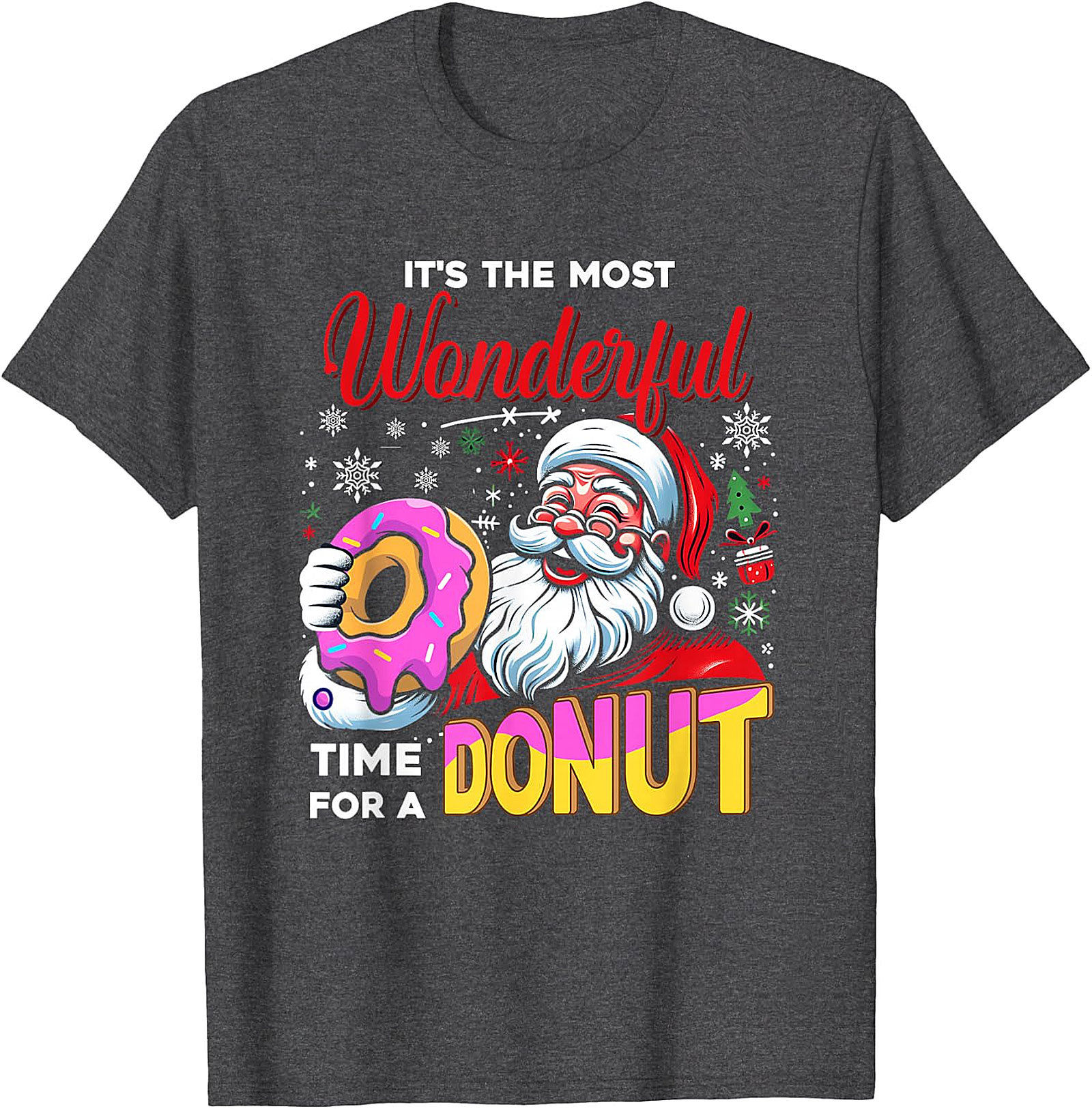 Santa Donut Christmas T-Shirt | Wonderful Time For A Donut