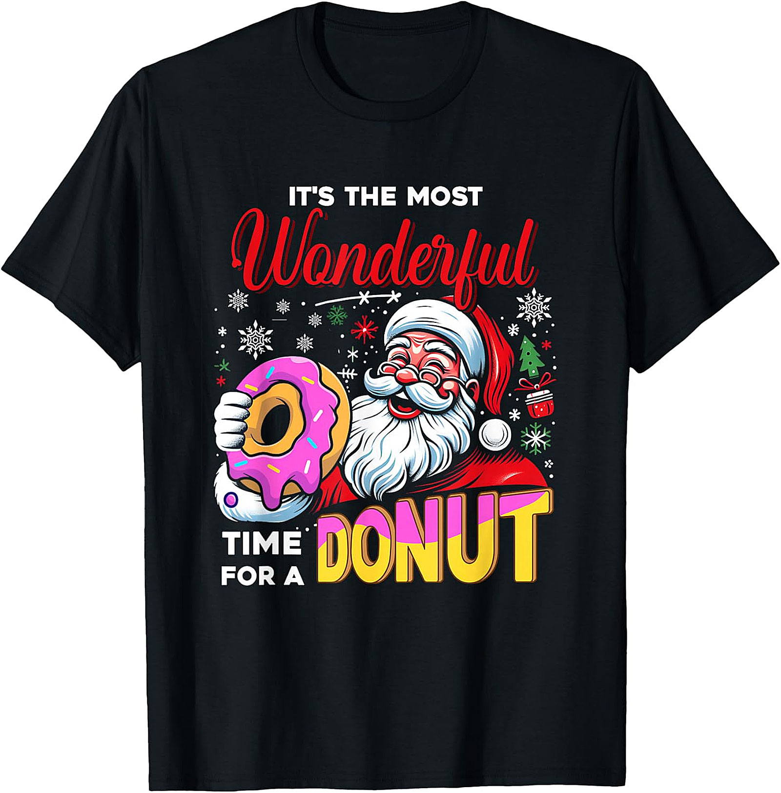 Santa Donut Christmas T-Shirt | Wonderful Time For A Donut
