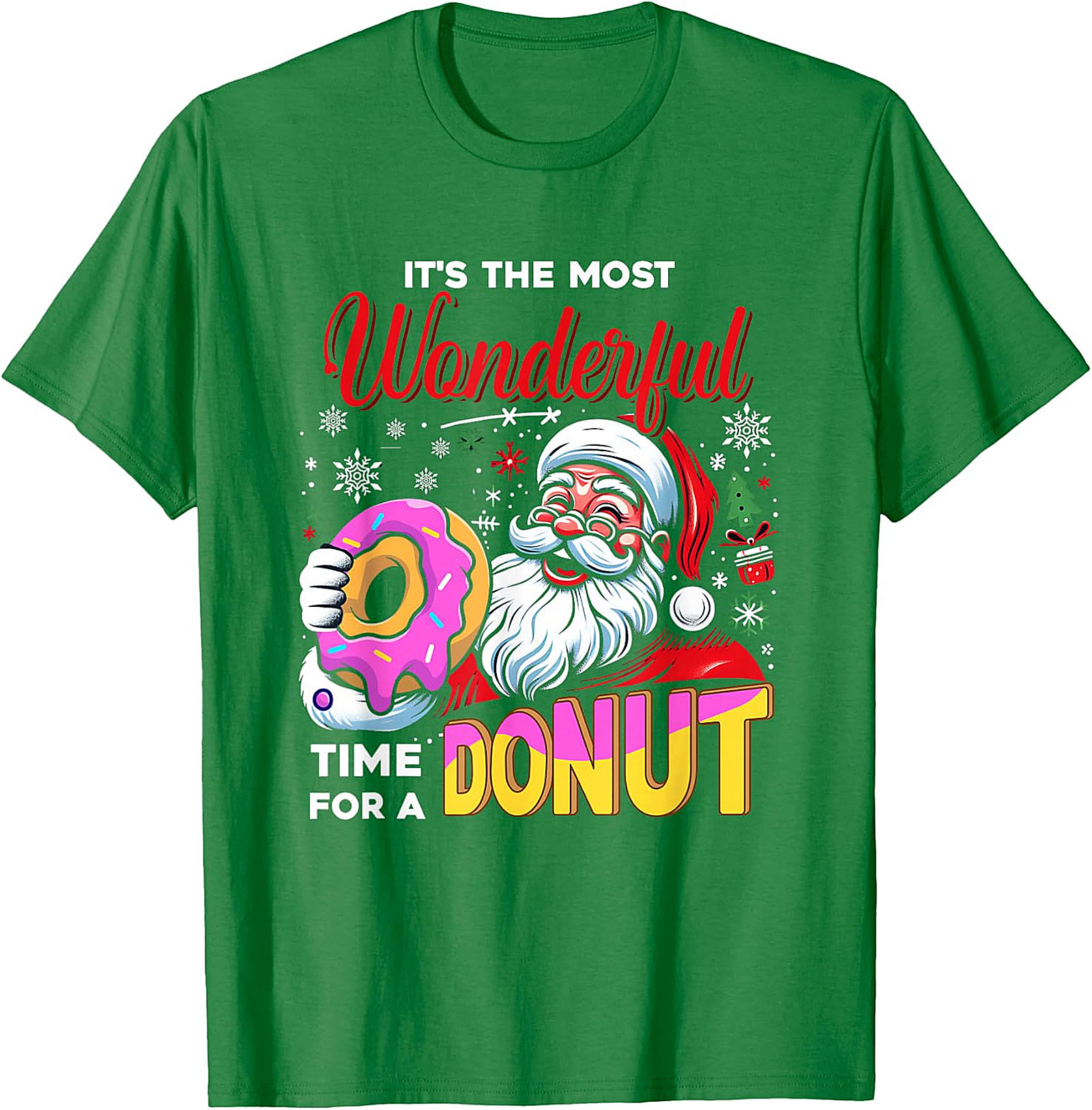 Santa Donut Christmas T-Shirt | Wonderful Time For A Donut