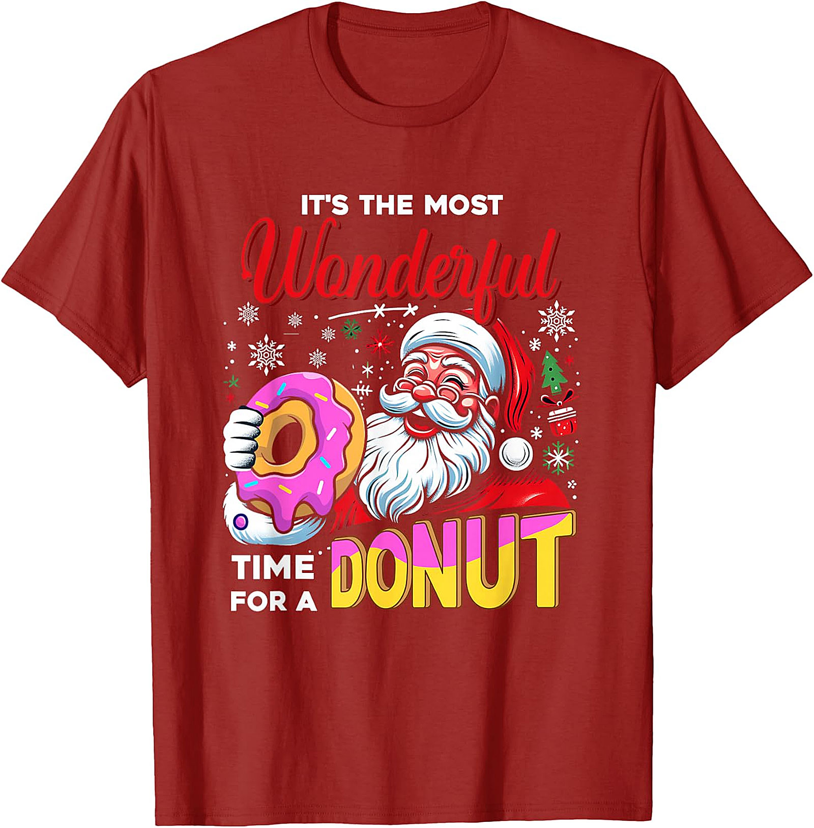 Santa Donut Christmas T-Shirt | Wonderful Time For A Donut