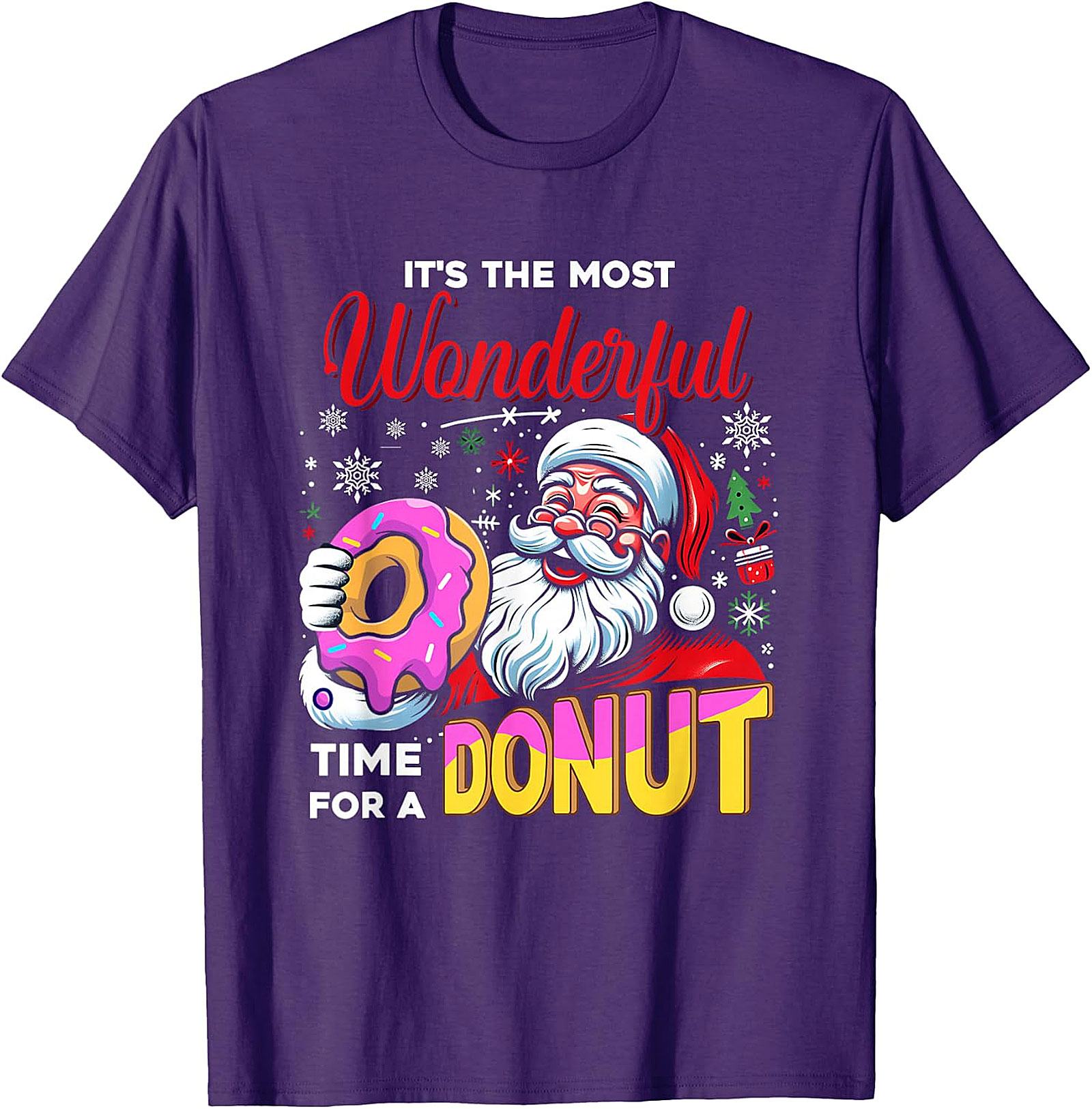 Santa Donut Christmas T-Shirt | Wonderful Time For A Donut