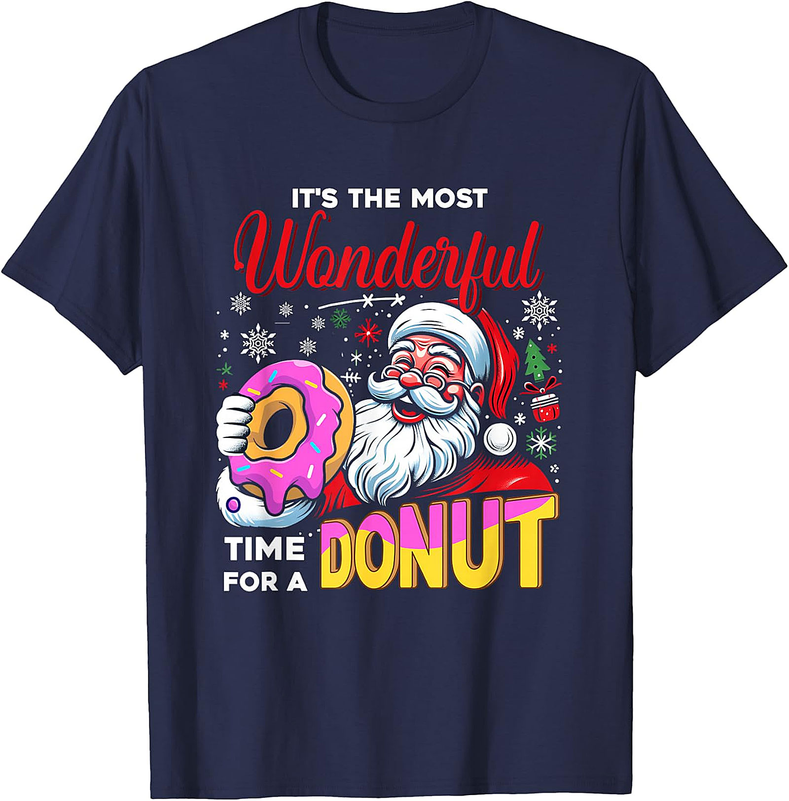Santa Donut Christmas T-Shirt | Wonderful Time For A Donut