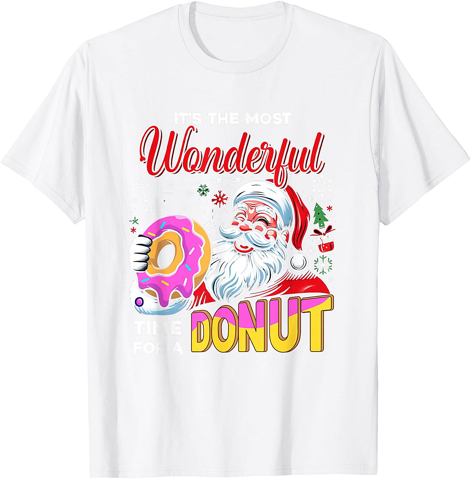 Santa Donut Christmas T-Shirt | Wonderful Time For A Donut