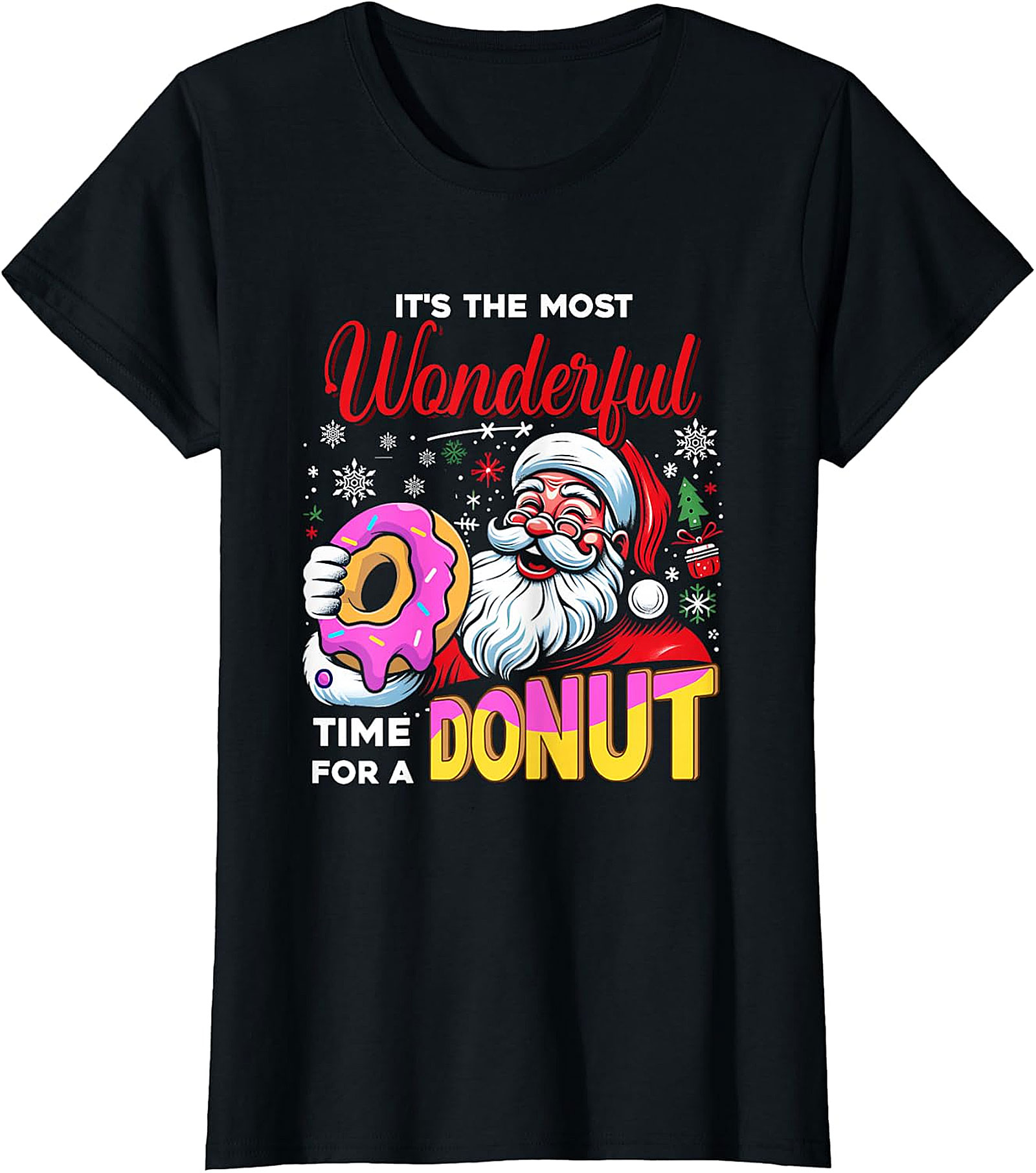 Santa Donut Christmas T-Shirt | Wonderful Time For A Donut
