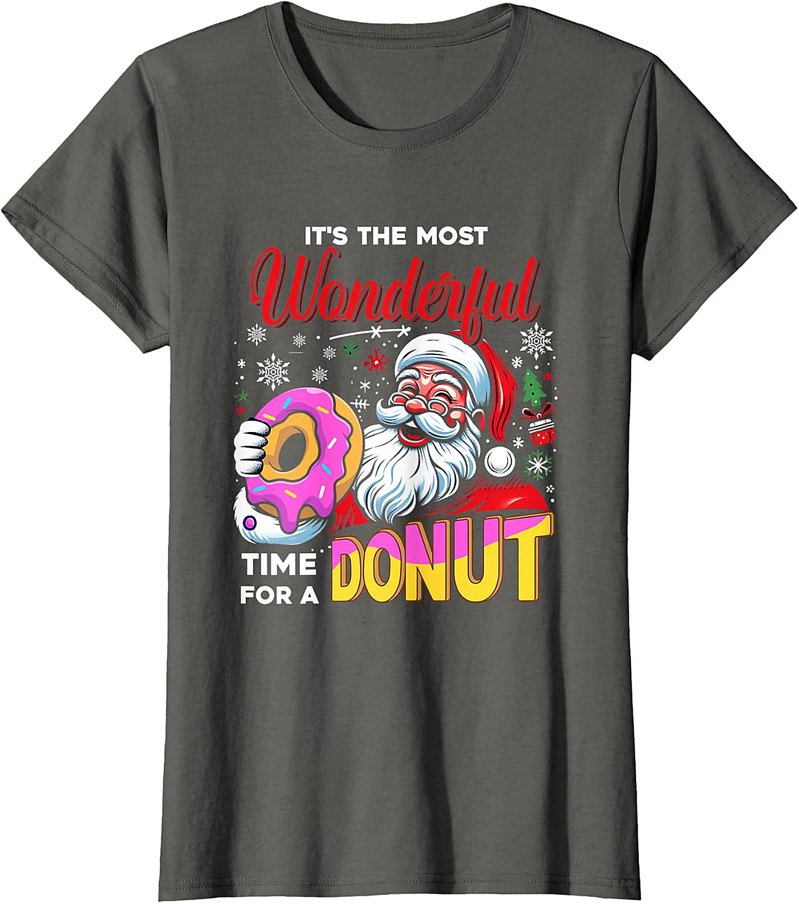Santa Donut Christmas T-Shirt | Wonderful Time For A Donut