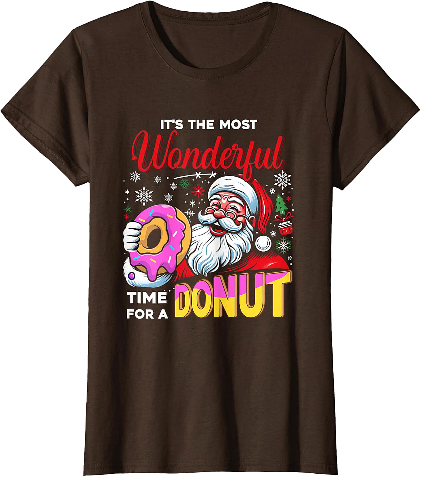 Santa Donut Christmas T-Shirt | Wonderful Time For A Donut