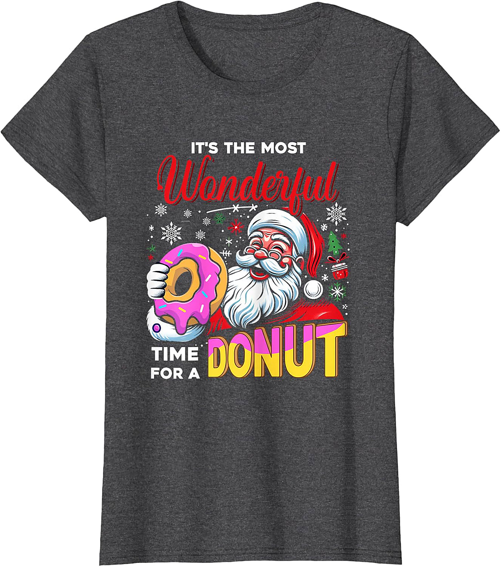 Santa Donut Christmas T-Shirt | Wonderful Time For A Donut