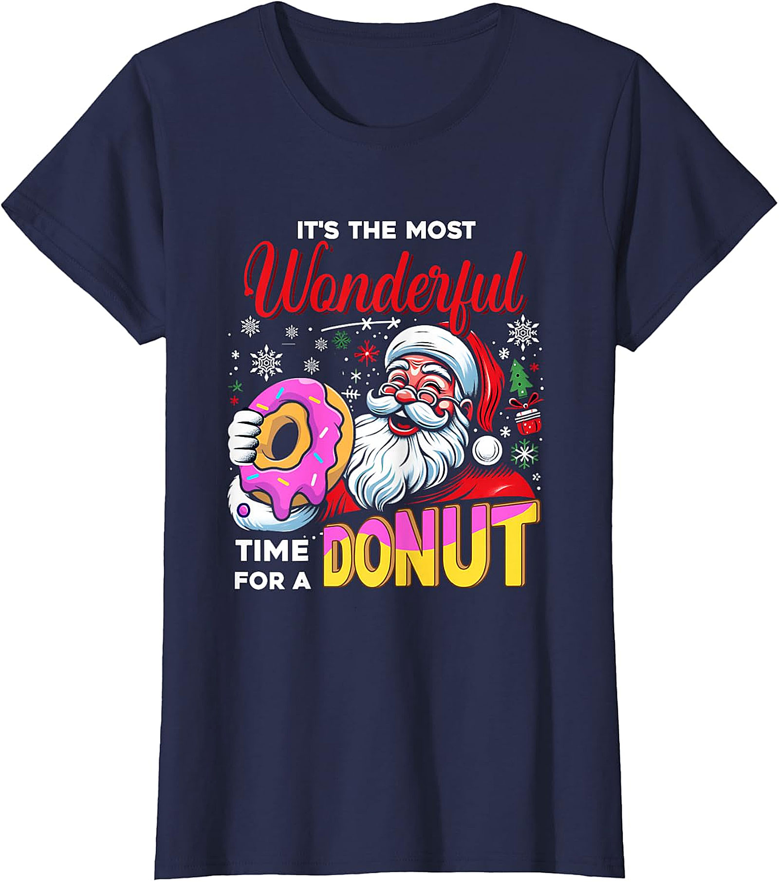 Santa Donut Christmas T-Shirt | Wonderful Time For A Donut