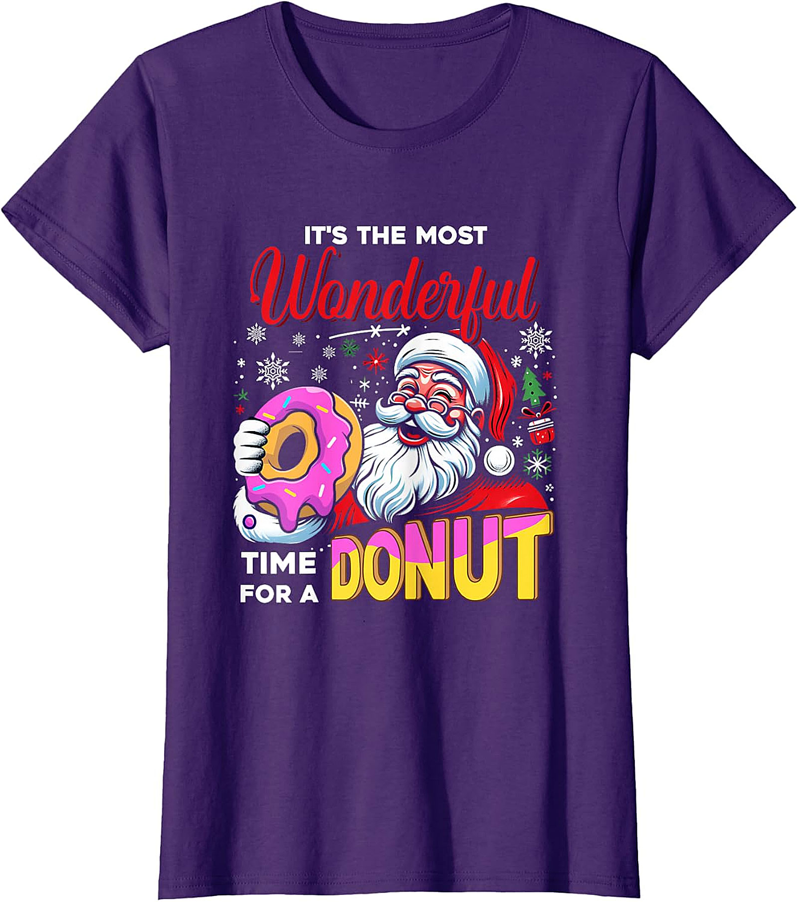 Santa Donut Christmas T-Shirt | Wonderful Time For A Donut
