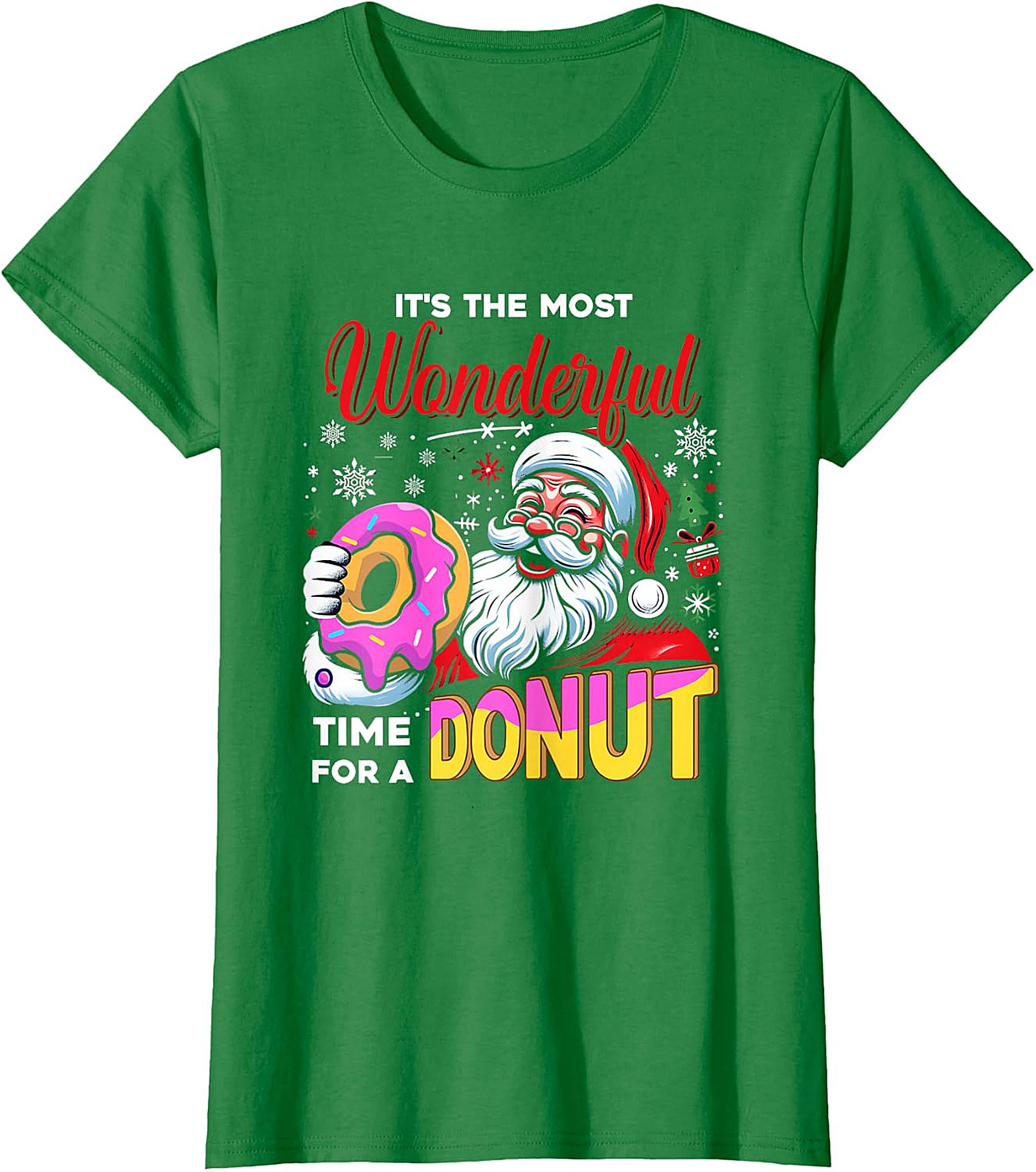 Santa Donut Christmas T-Shirt | Wonderful Time For A Donut