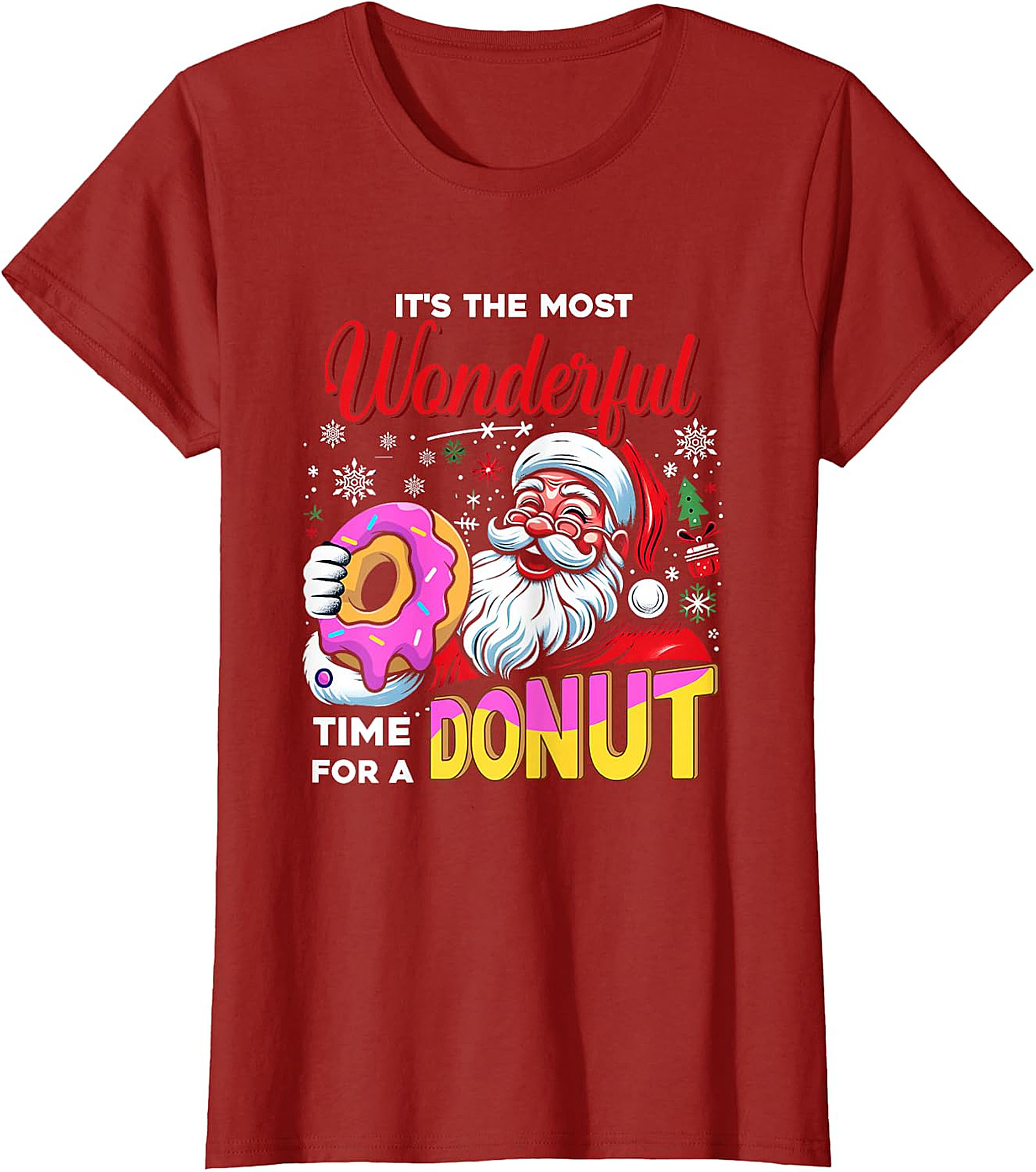 Santa Donut Christmas T-Shirt | Wonderful Time For A Donut
