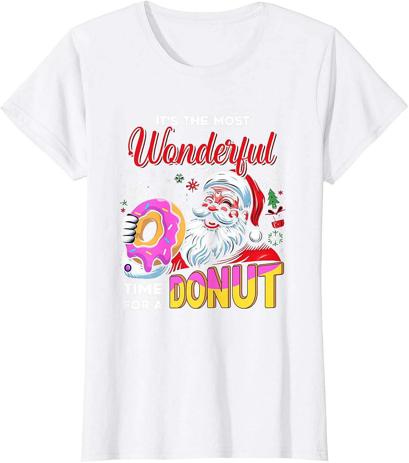 Santa Donut Christmas T-Shirt | Wonderful Time For A Donut