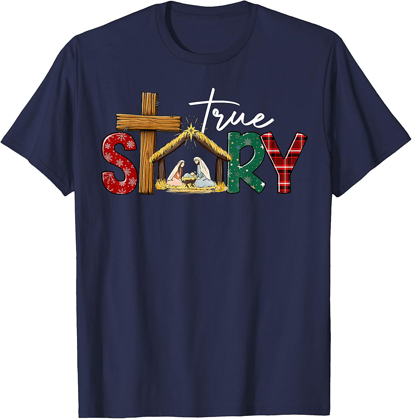 "True Story" Christmas Nativity Cross Tee | Religious Holiday Shirt