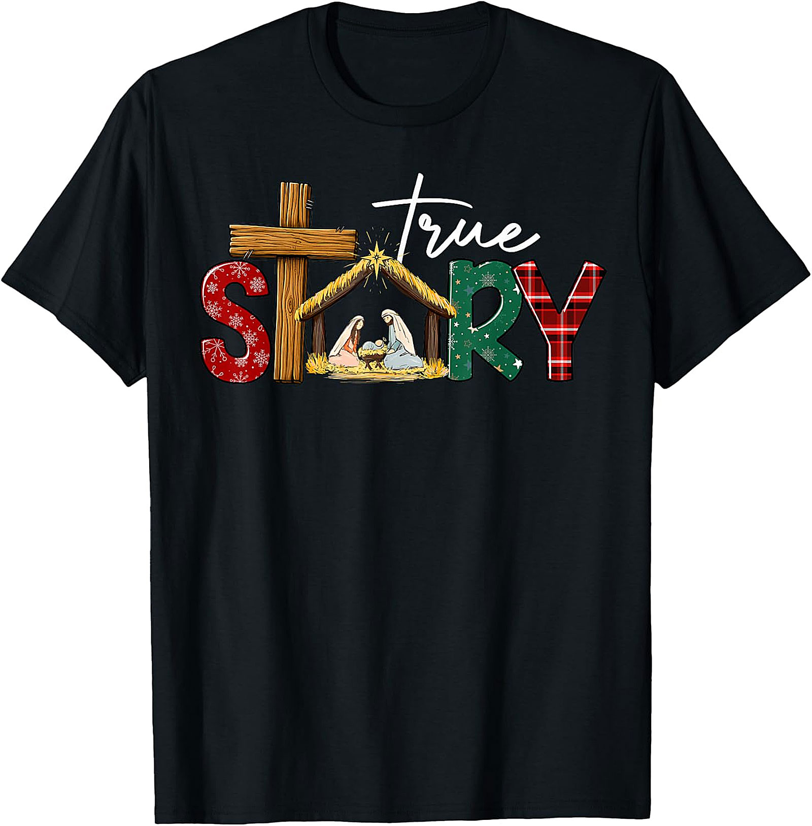  "True Story" Christmas Nativity Cross Tee | Religious Holiday Shirt