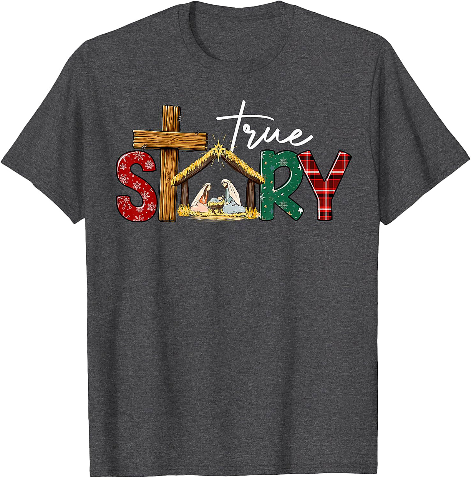 "True Story" Christmas Nativity Cross Tee | Religious Holiday Shirt