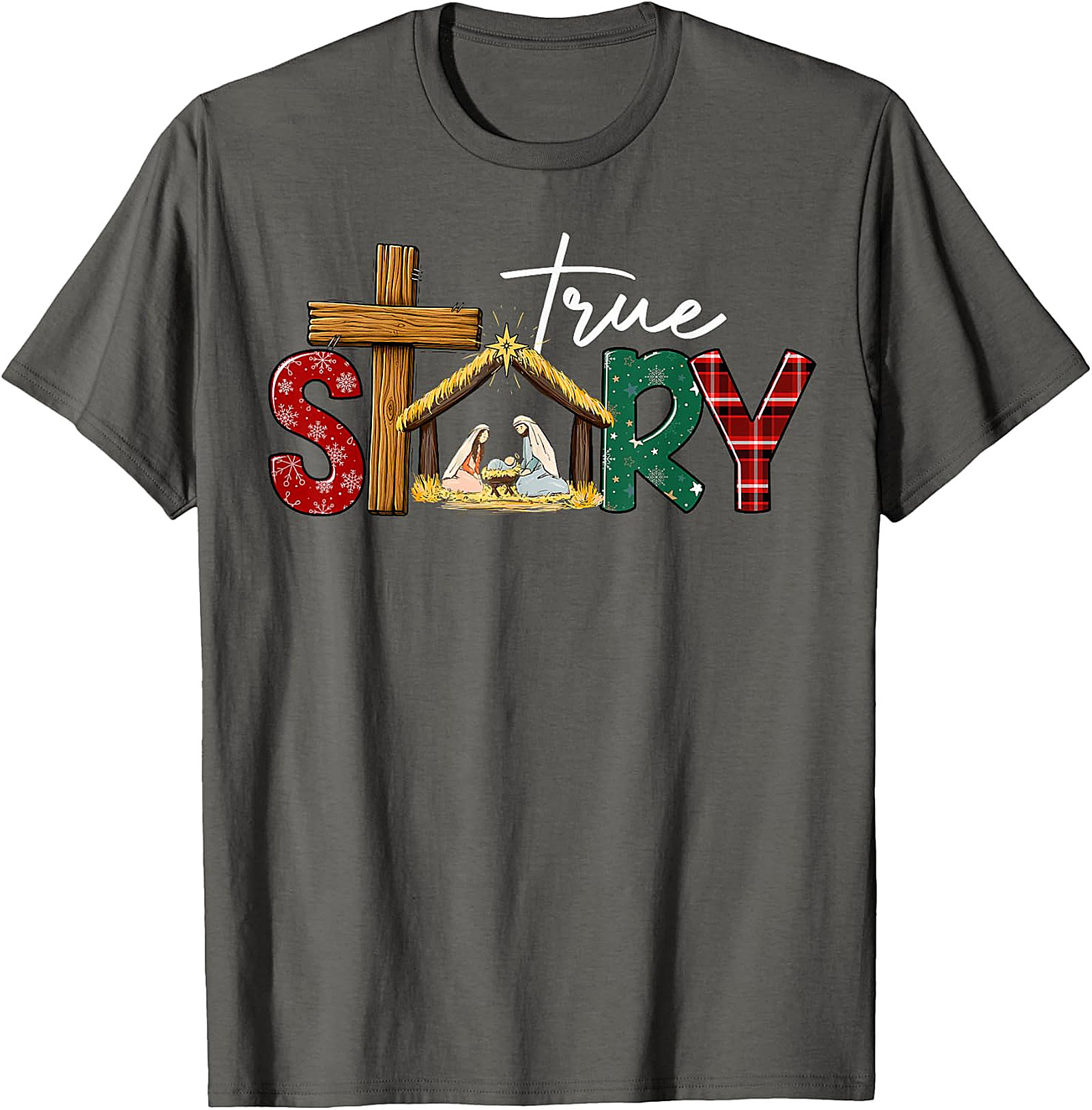  "True Story" Christmas Nativity Cross Tee | Religious Holiday Shirt