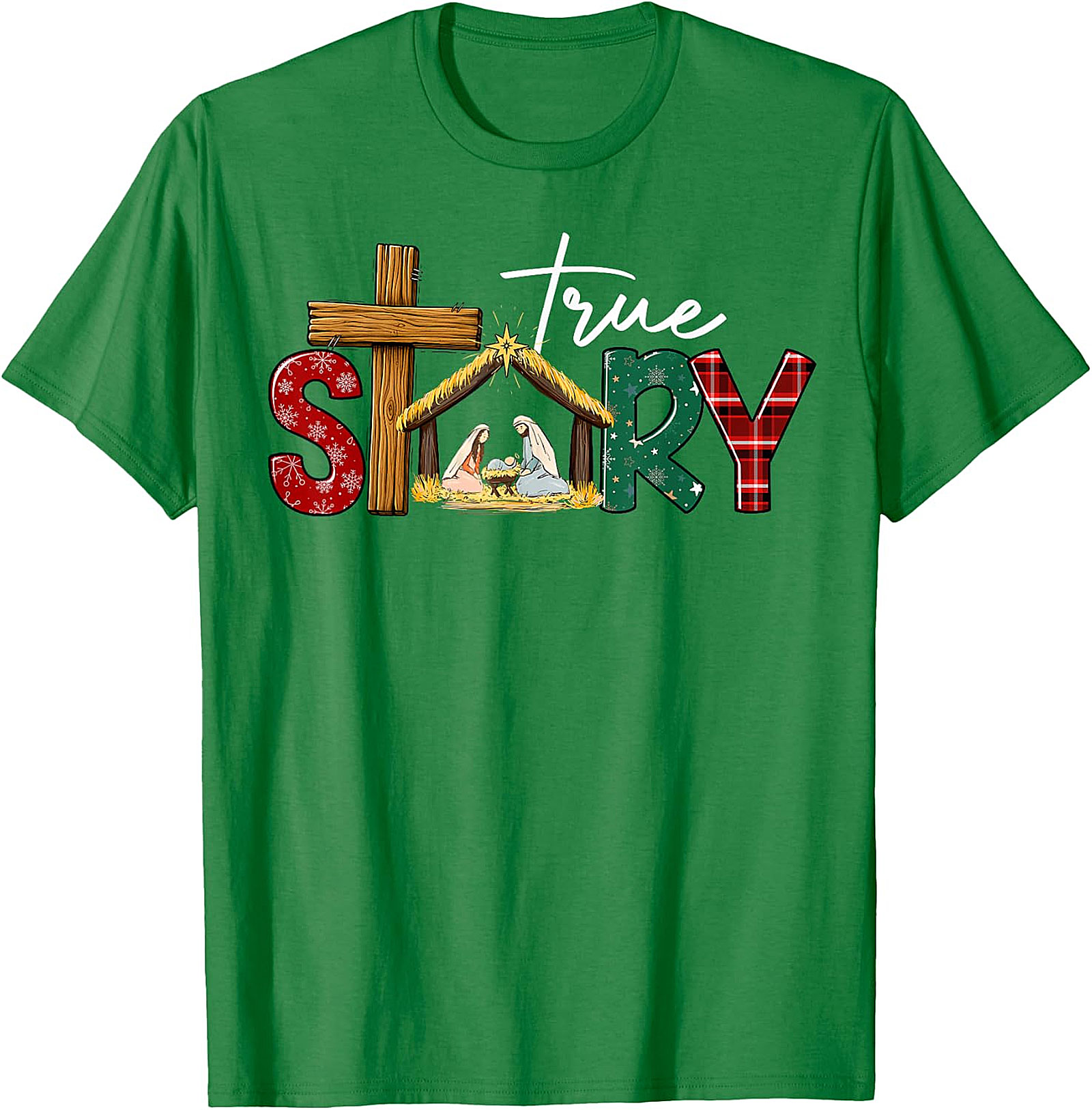  "True Story" Christmas Nativity Cross Tee | Religious Holiday Shirt