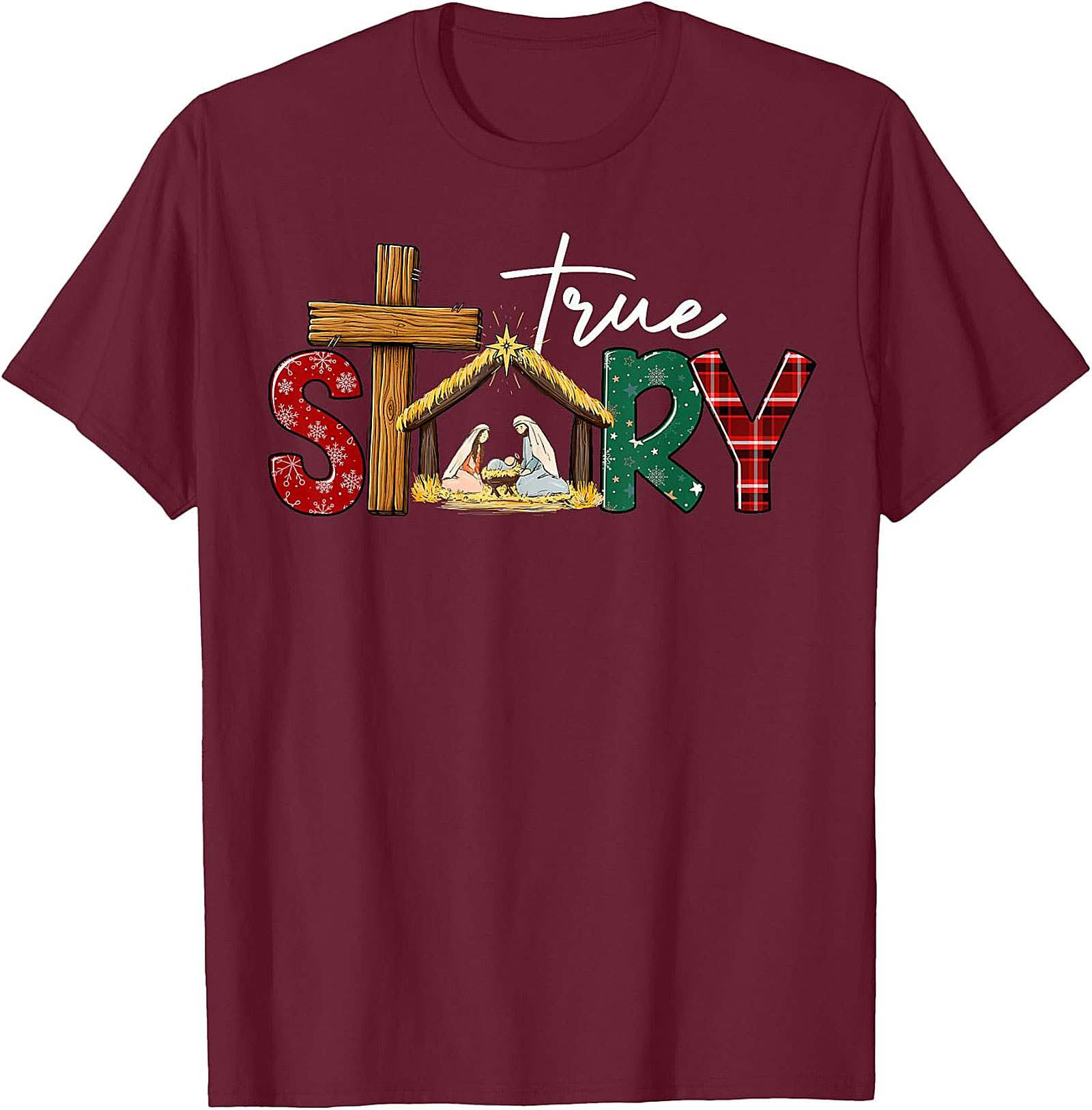  "True Story" Christmas Nativity Cross Tee | Religious Holiday Shirt