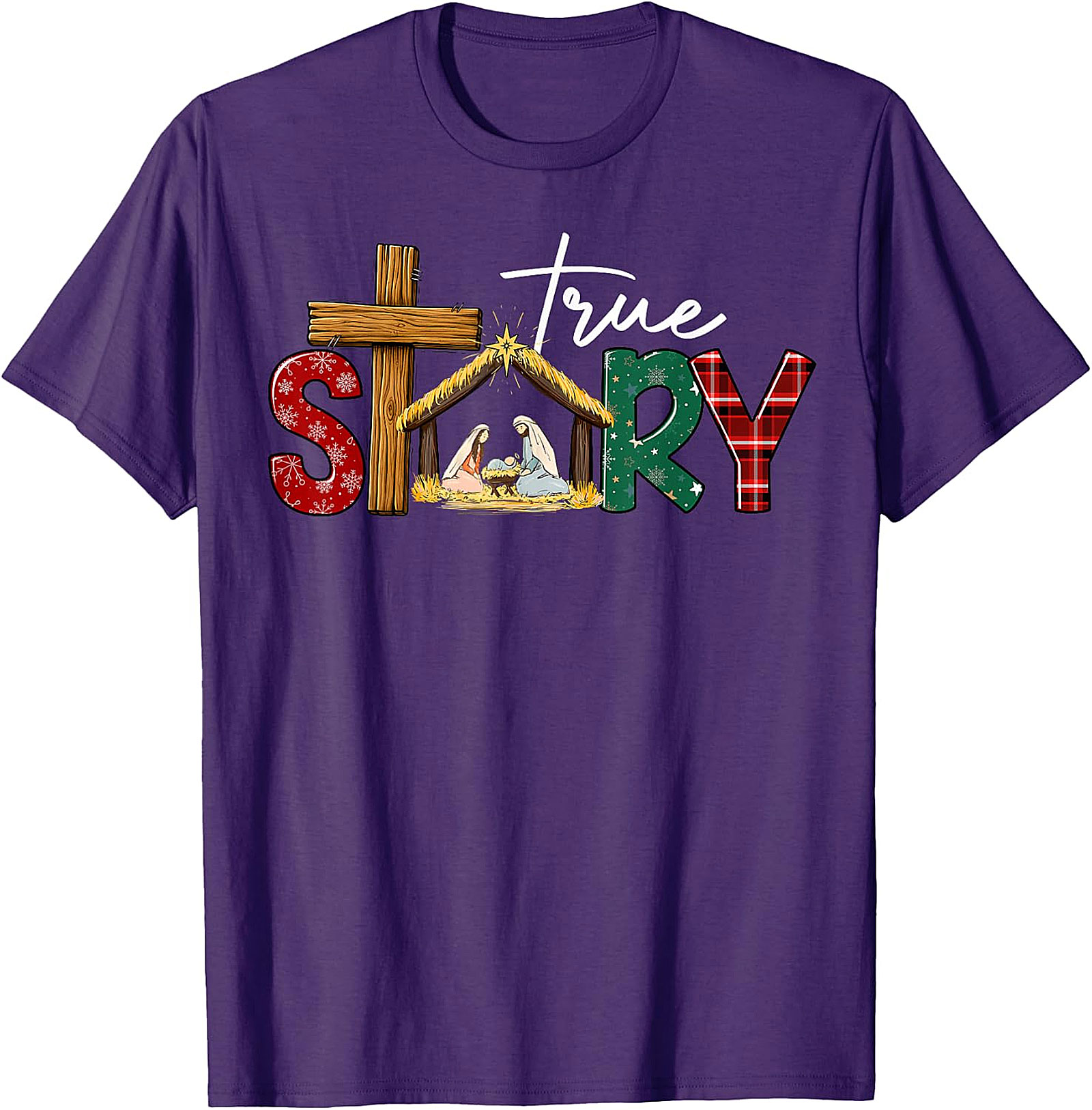  "True Story" Christmas Nativity Cross Tee | Religious Holiday Shirt