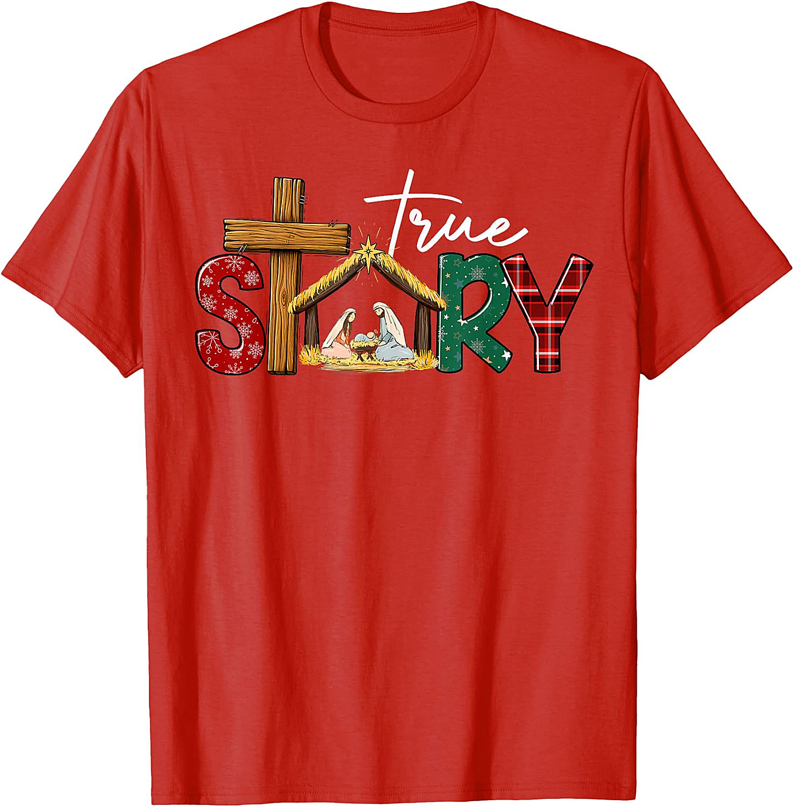  "True Story" Christmas Nativity Cross Tee | Religious Holiday Shirt