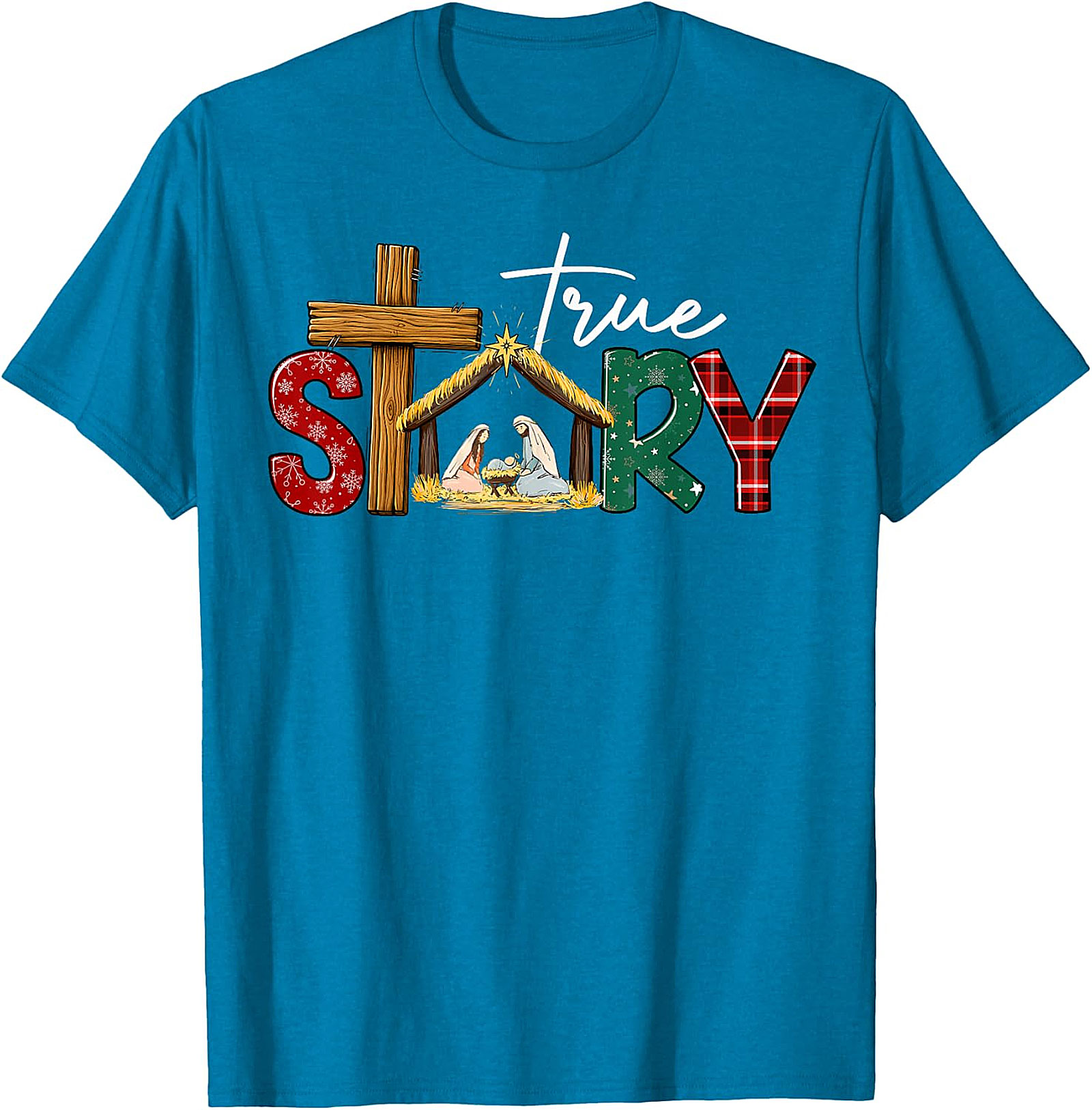  "True Story" Christmas Nativity Cross Tee | Religious Holiday Shirt