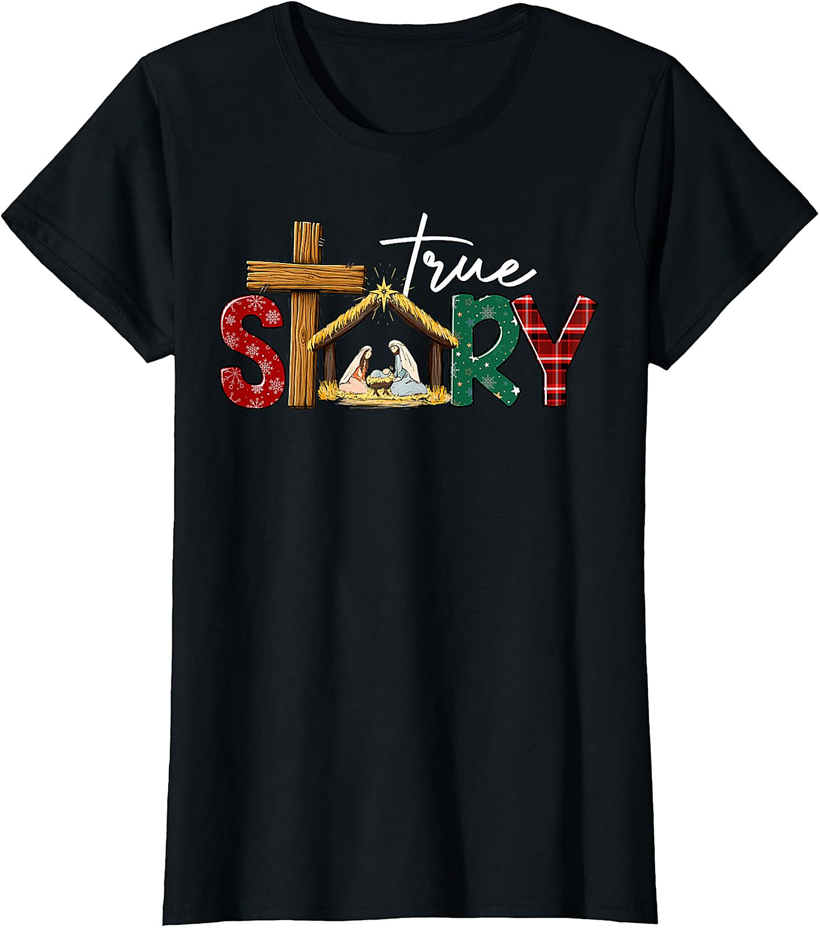  "True Story" Christmas Nativity Cross Tee | Religious Holiday Shirt