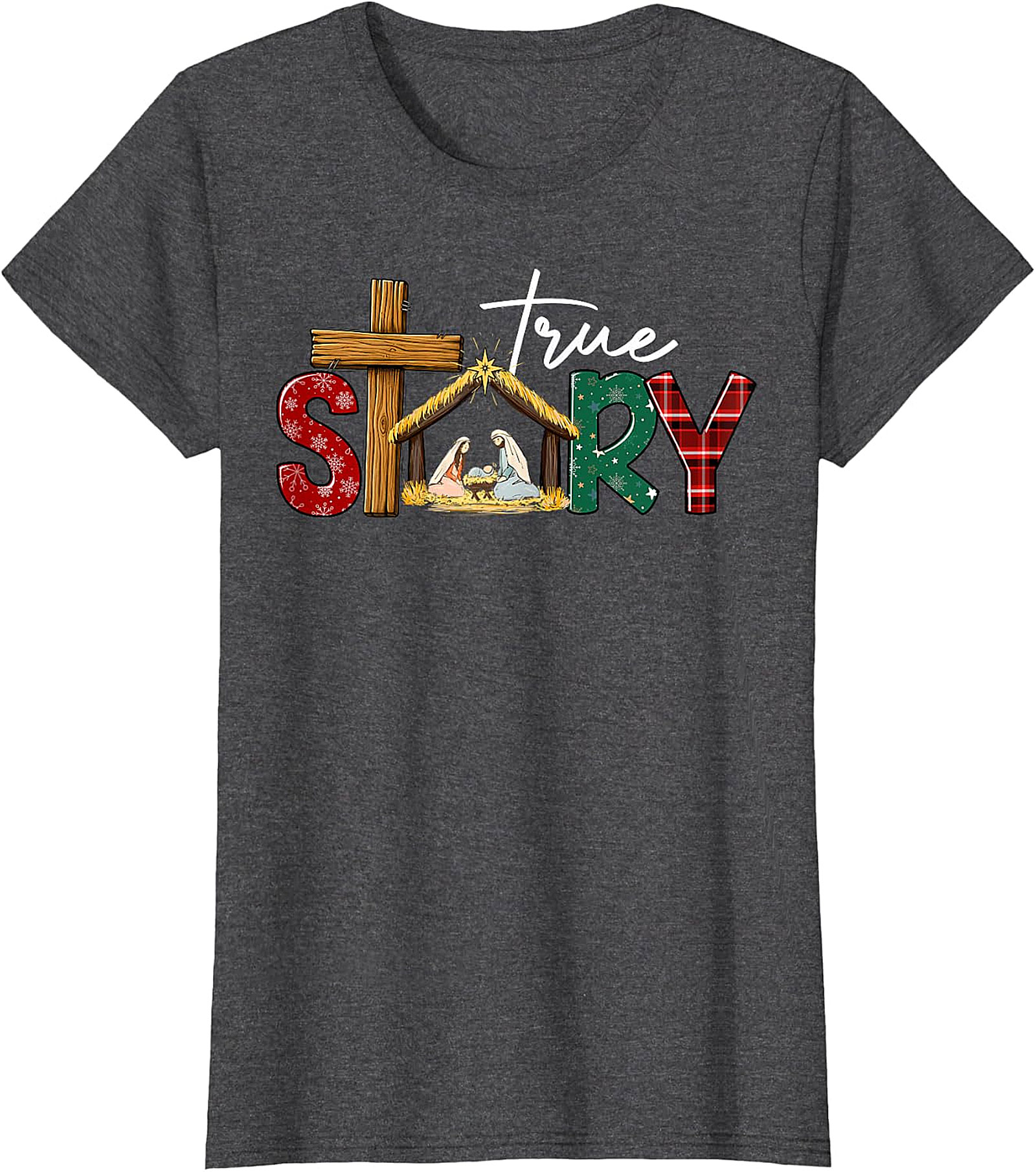  "True Story" Christmas Nativity Cross Tee | Religious Holiday Shirt