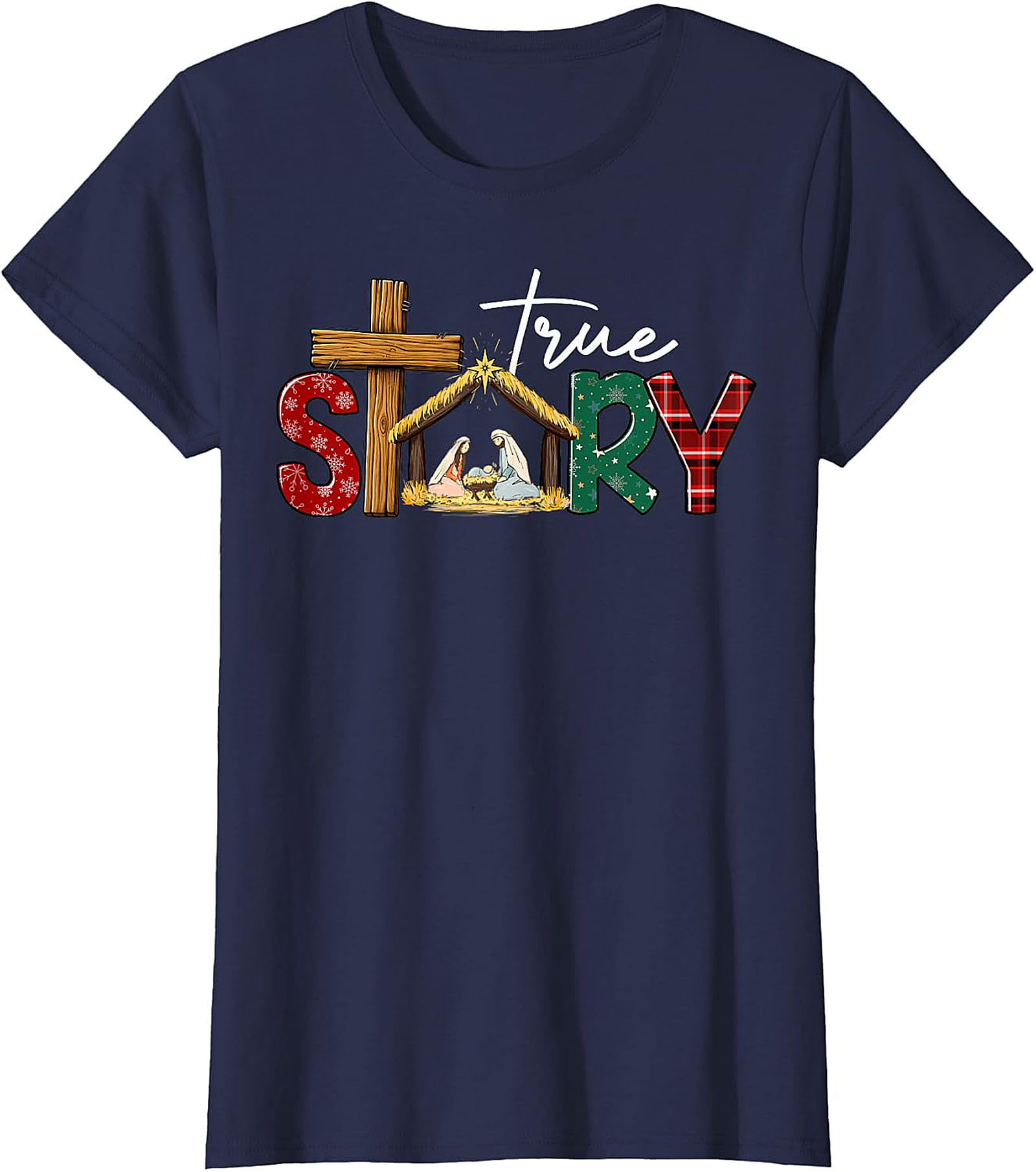  "True Story" Christmas Nativity Cross Tee | Religious Holiday Shirt