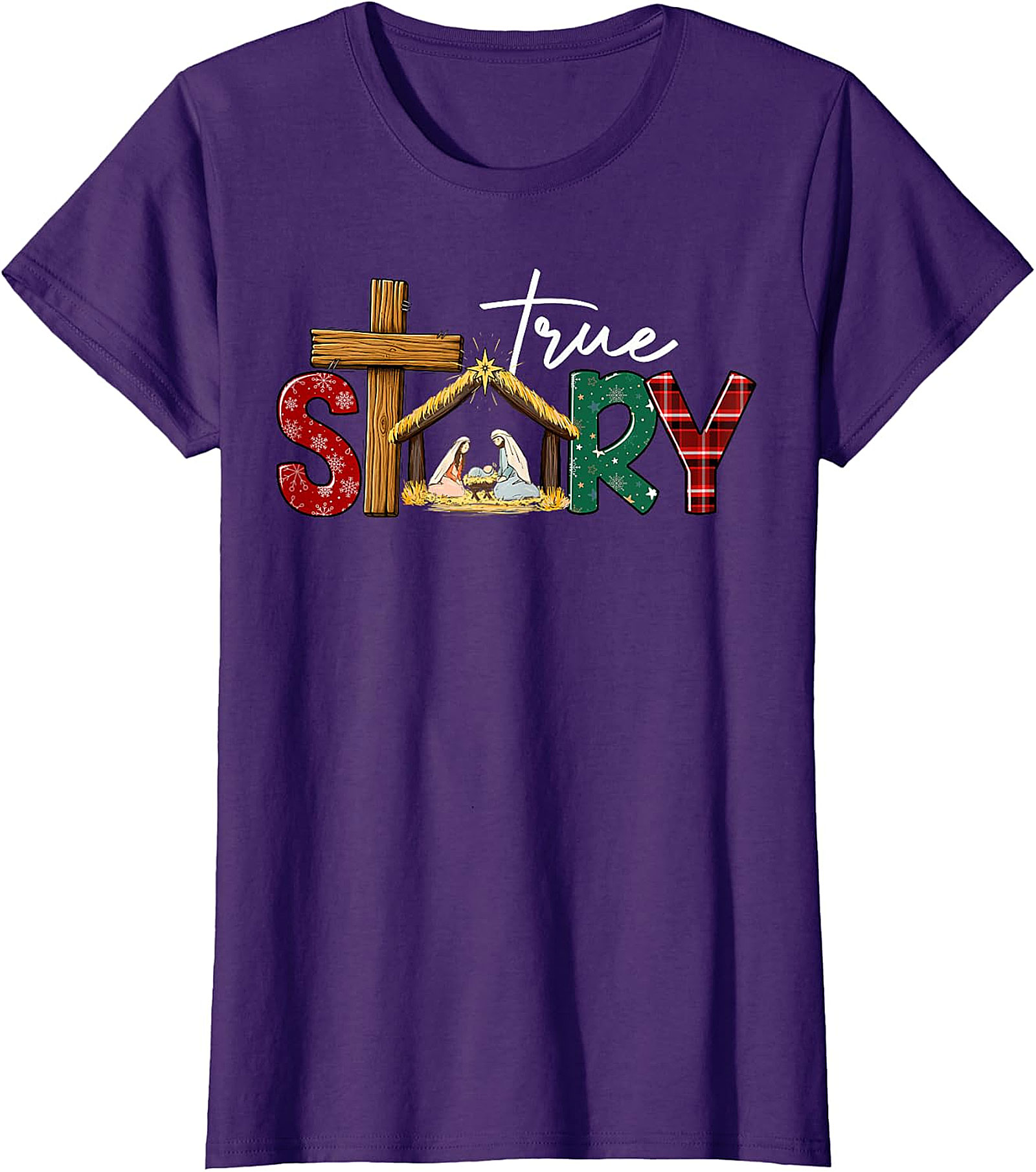  "True Story" Christmas Nativity Cross Tee | Religious Holiday Shirt