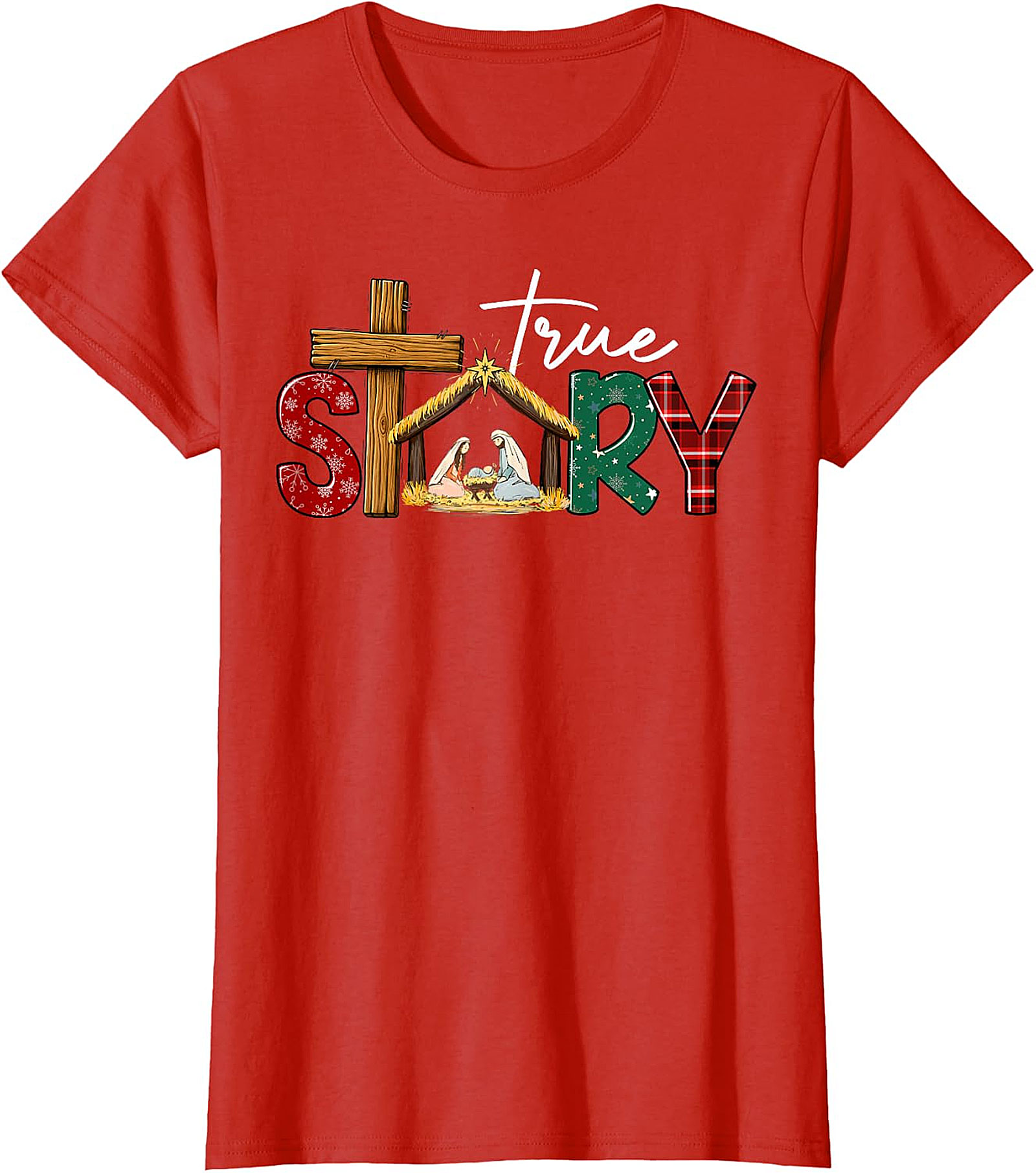  "True Story" Christmas Nativity Cross Tee | Religious Holiday Shirt