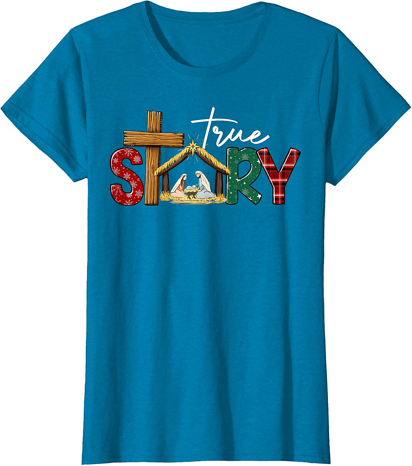  "True Story" Christmas Nativity Cross Tee | Religious Holiday Shirt