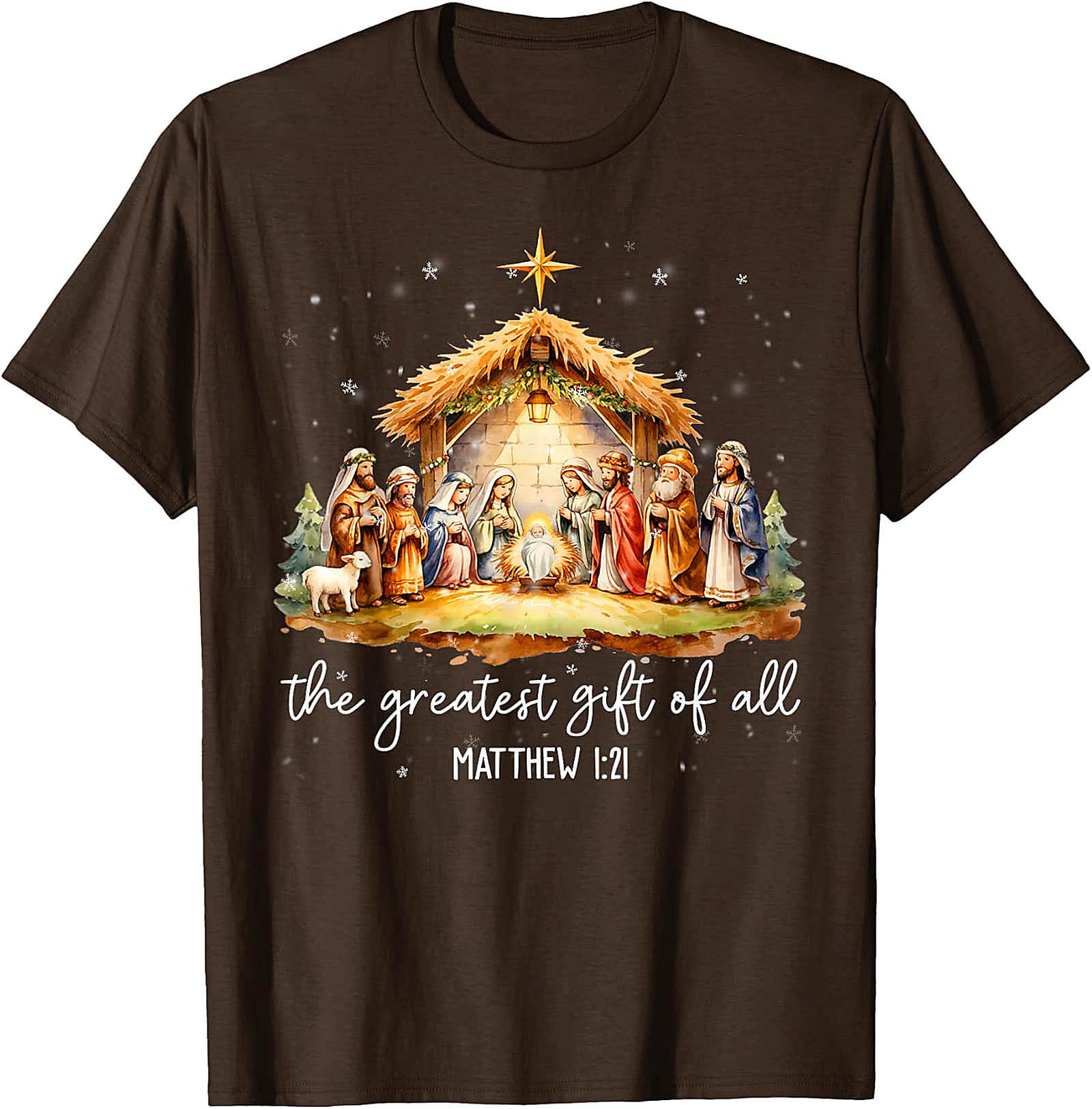 Nativity Scene Christmas T-Shirt | 'Greatest Gift of All' Matthew 