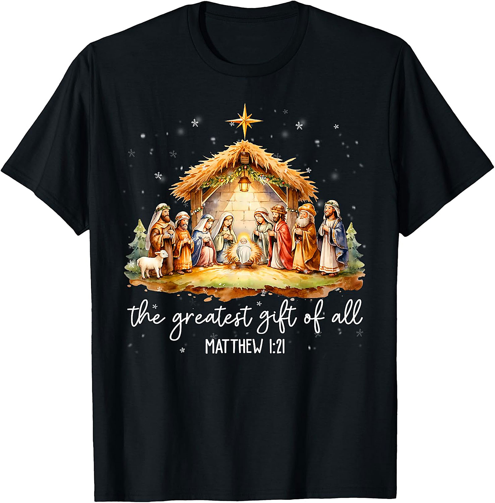 Nativity Scene Christmas T-Shirt | 'Greatest Gift of All' Matthew