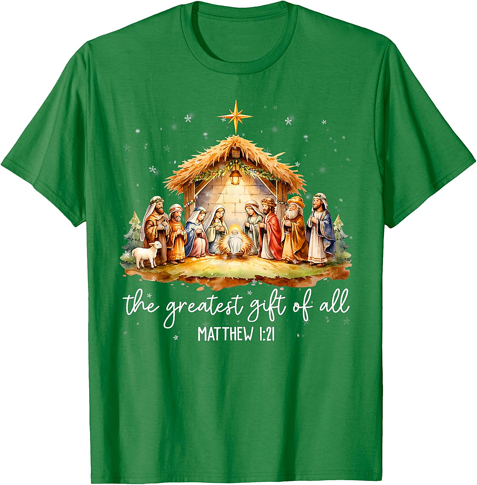Nativity Scene Christmas T-Shirt | 'Greatest Gift of All' Matthew 