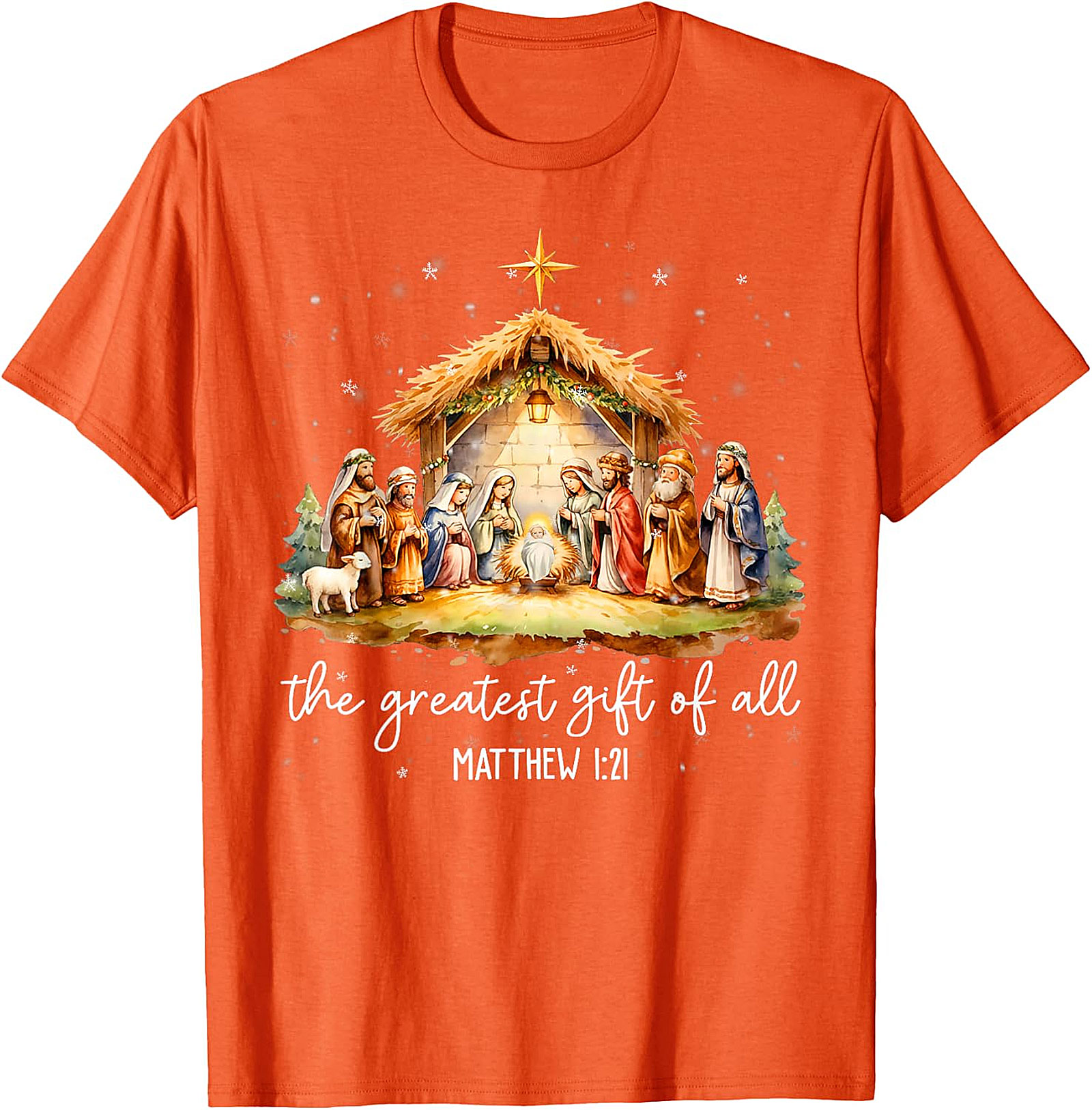 Nativity Scene Christmas T-Shirt | 'Greatest Gift of All' Matthew 