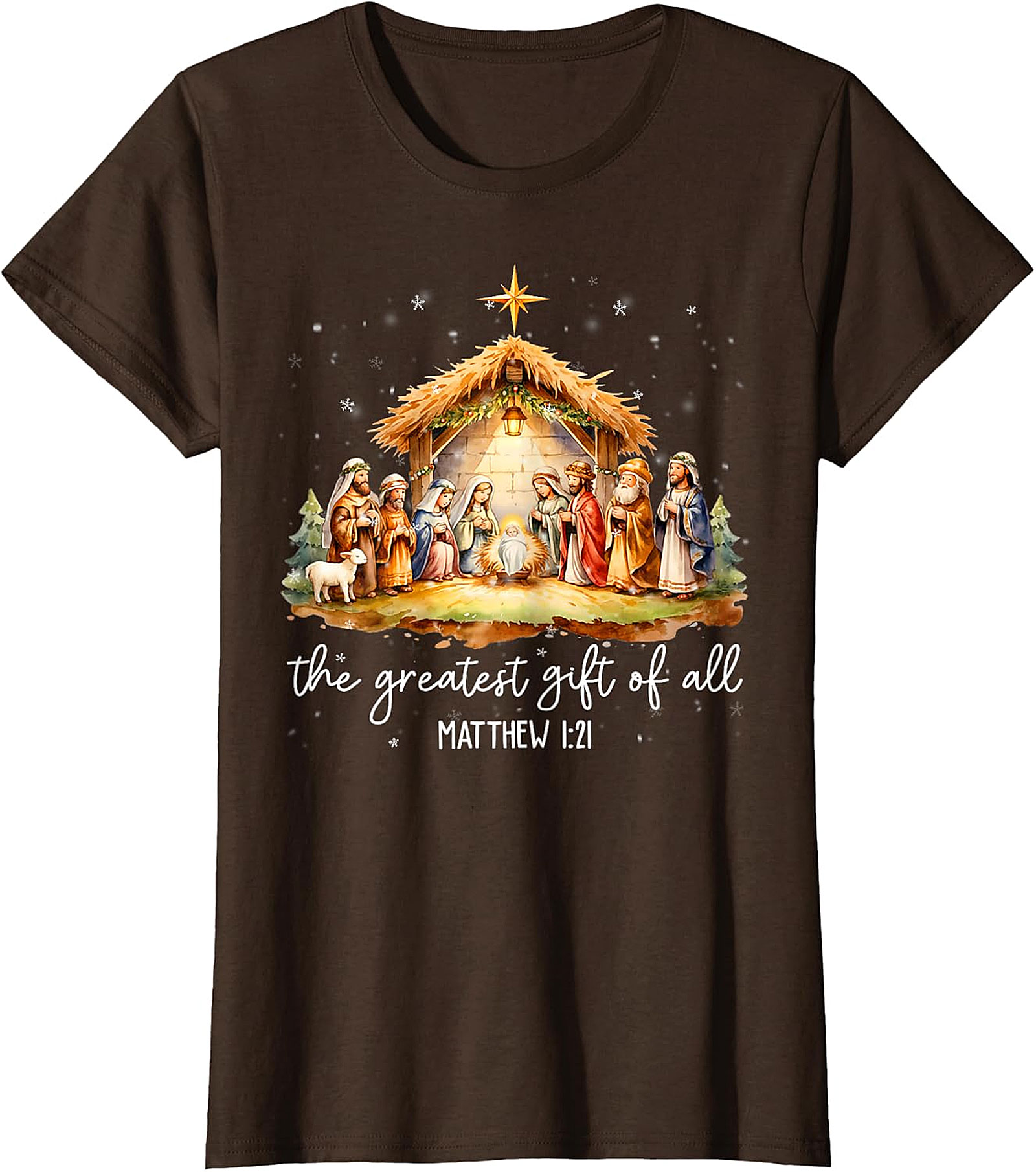 Nativity Scene Christmas T-Shirt | 'Greatest Gift of All' Matthew 