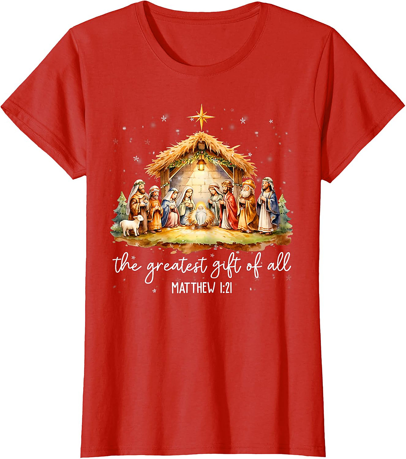 Nativity Scene Christmas T-Shirt | 'Greatest Gift of All' Matthew 