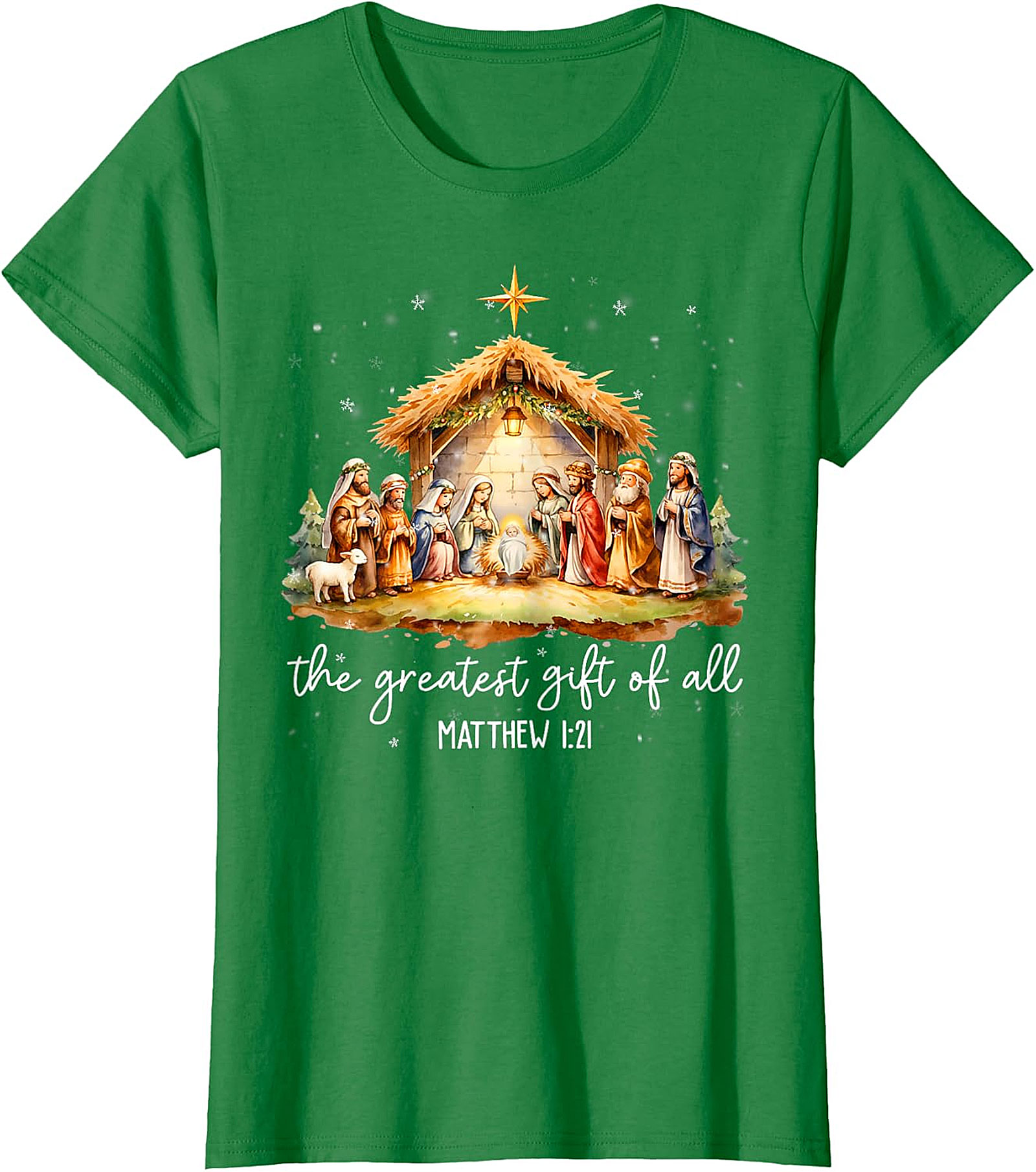 Nativity Scene Christmas T-Shirt | 'Greatest Gift of All' Matthew 