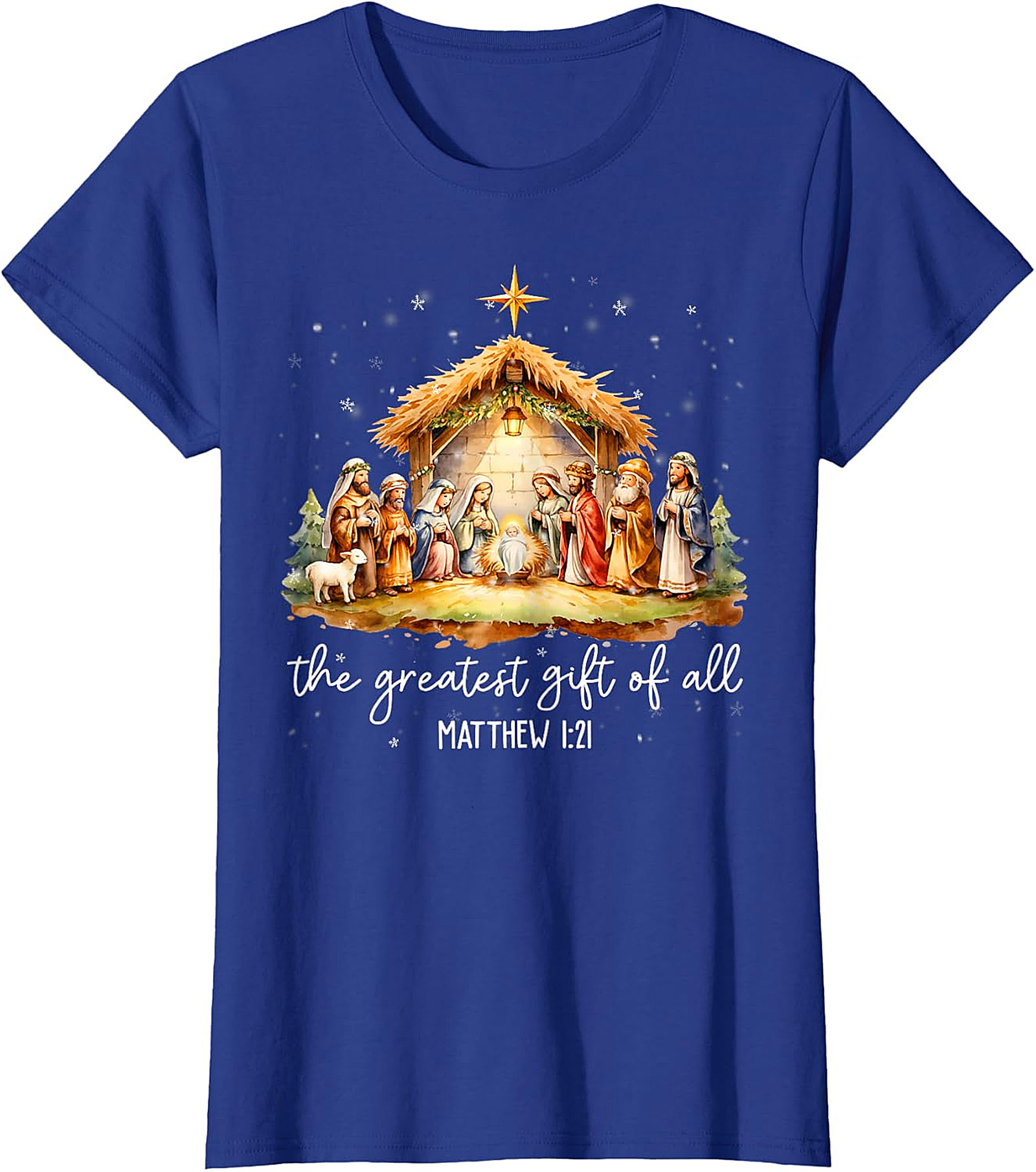 Nativity Scene Christmas T-Shirt | 'Greatest Gift of All' Matthew 