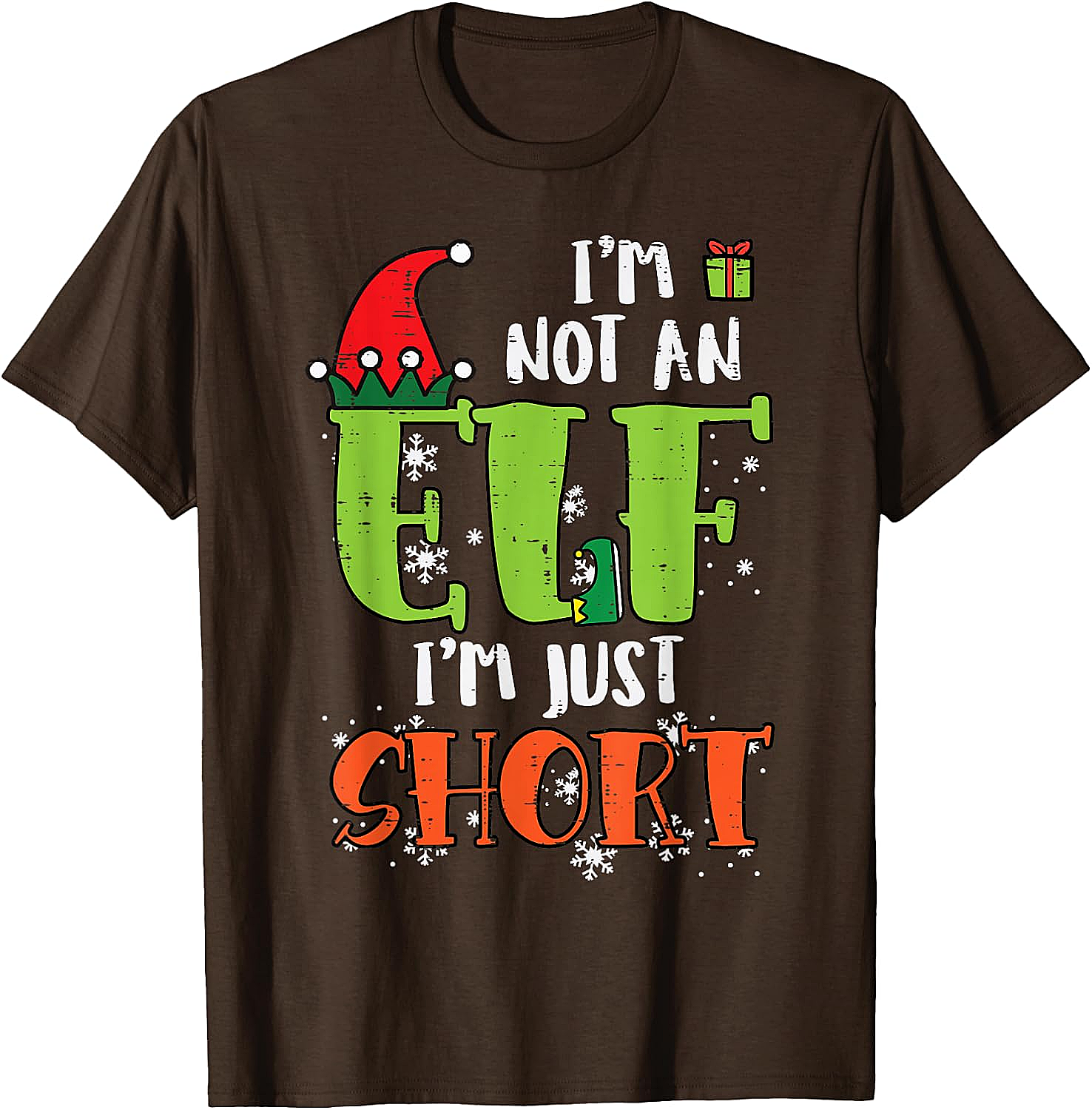 Funny Elf Just Short Christmas T-Shirt Holiday Tee