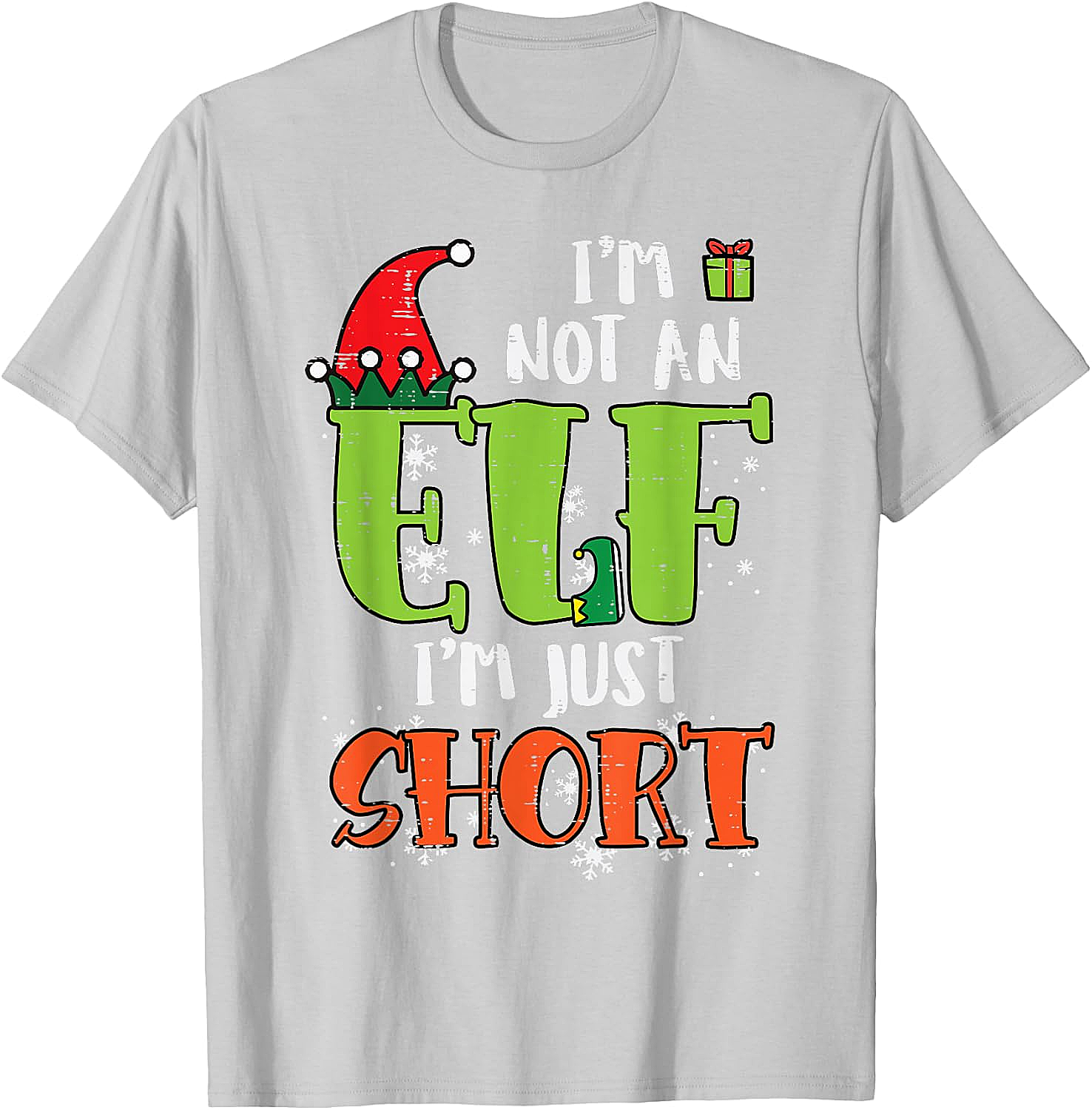  Funny Elf Just Short Christmas T-Shirt Holiday Tee