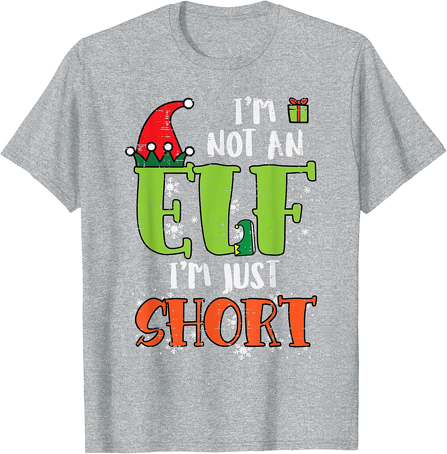 Funny Elf Just Short Christmas T-Shirt Holiday Tee